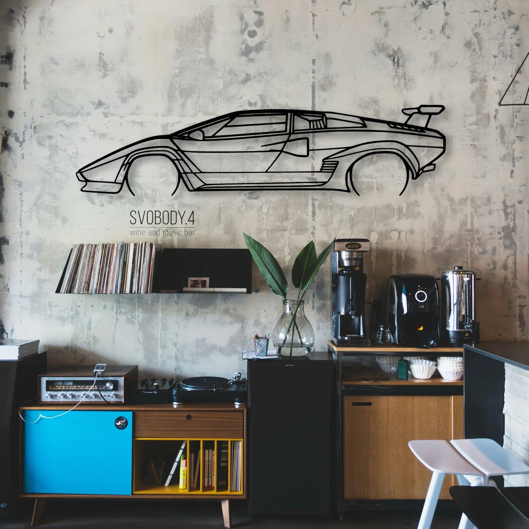 Countach 1985 Classic Silhouette Metal Wall Art - Automotive Garage Decor