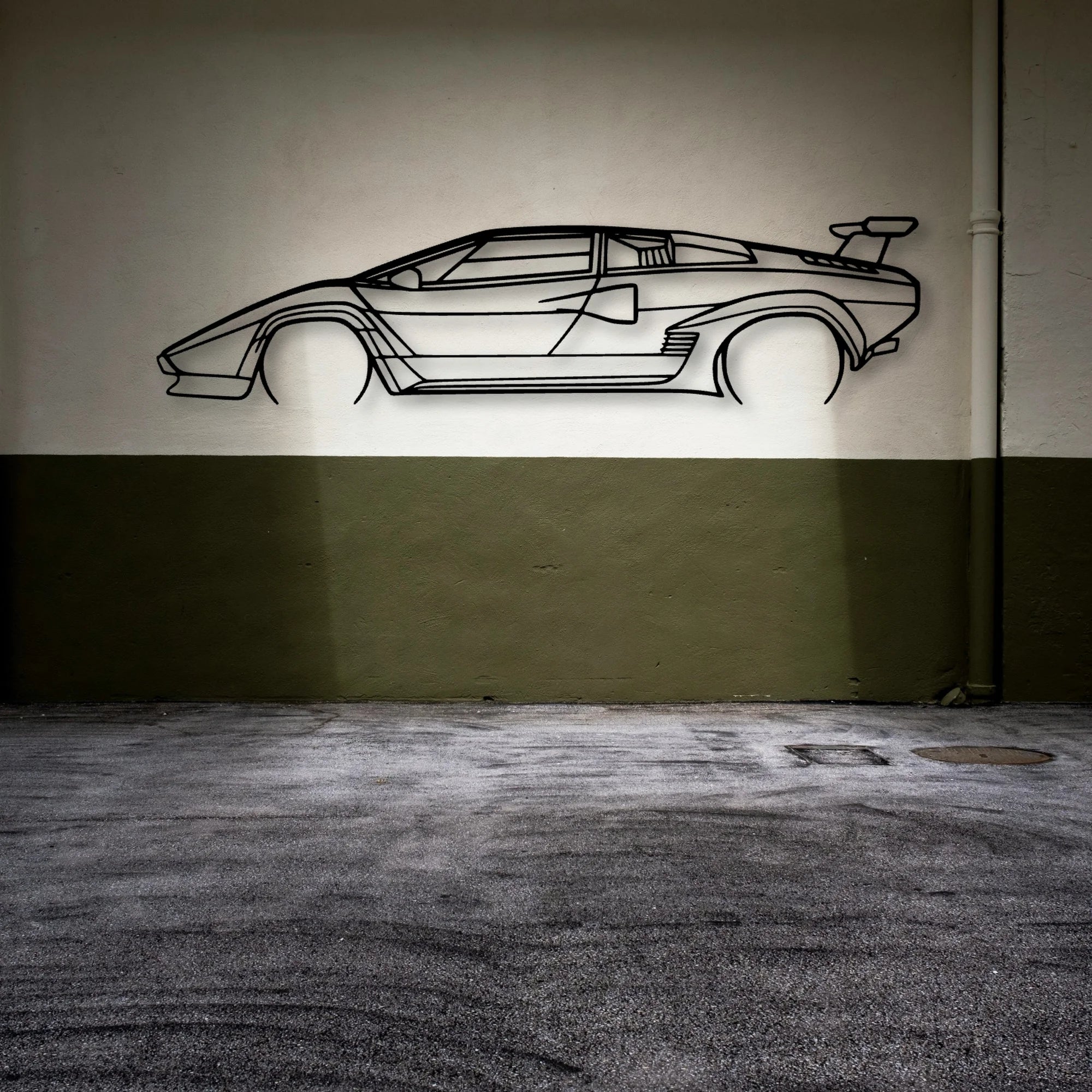 Countach 1985 Classic Silhouette Metal Wall Art - Automotive Garage Decor