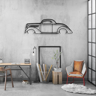 Coupe 1936 Classic Silhouette Metal Wall Art - Automotive Garage Decor