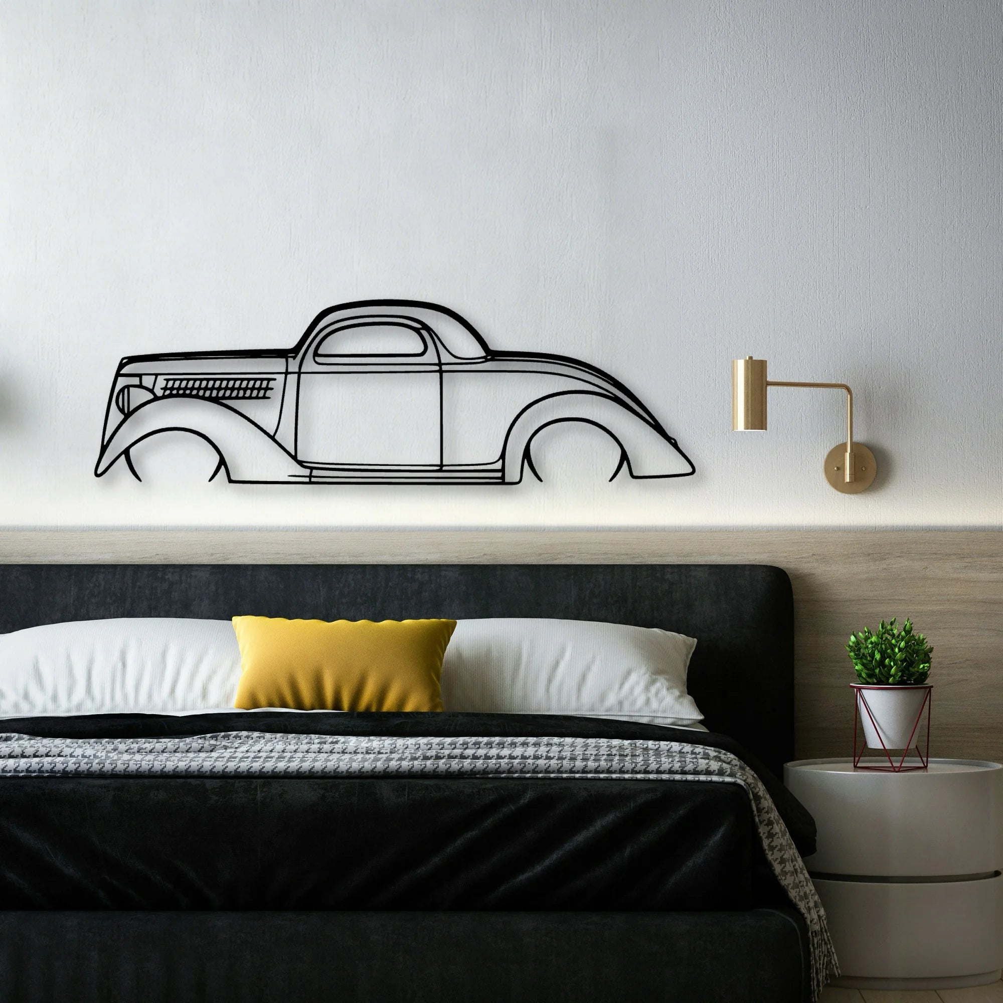 Coupe 1936 Classic Silhouette Metal Wall Art - Automotive Garage Decor