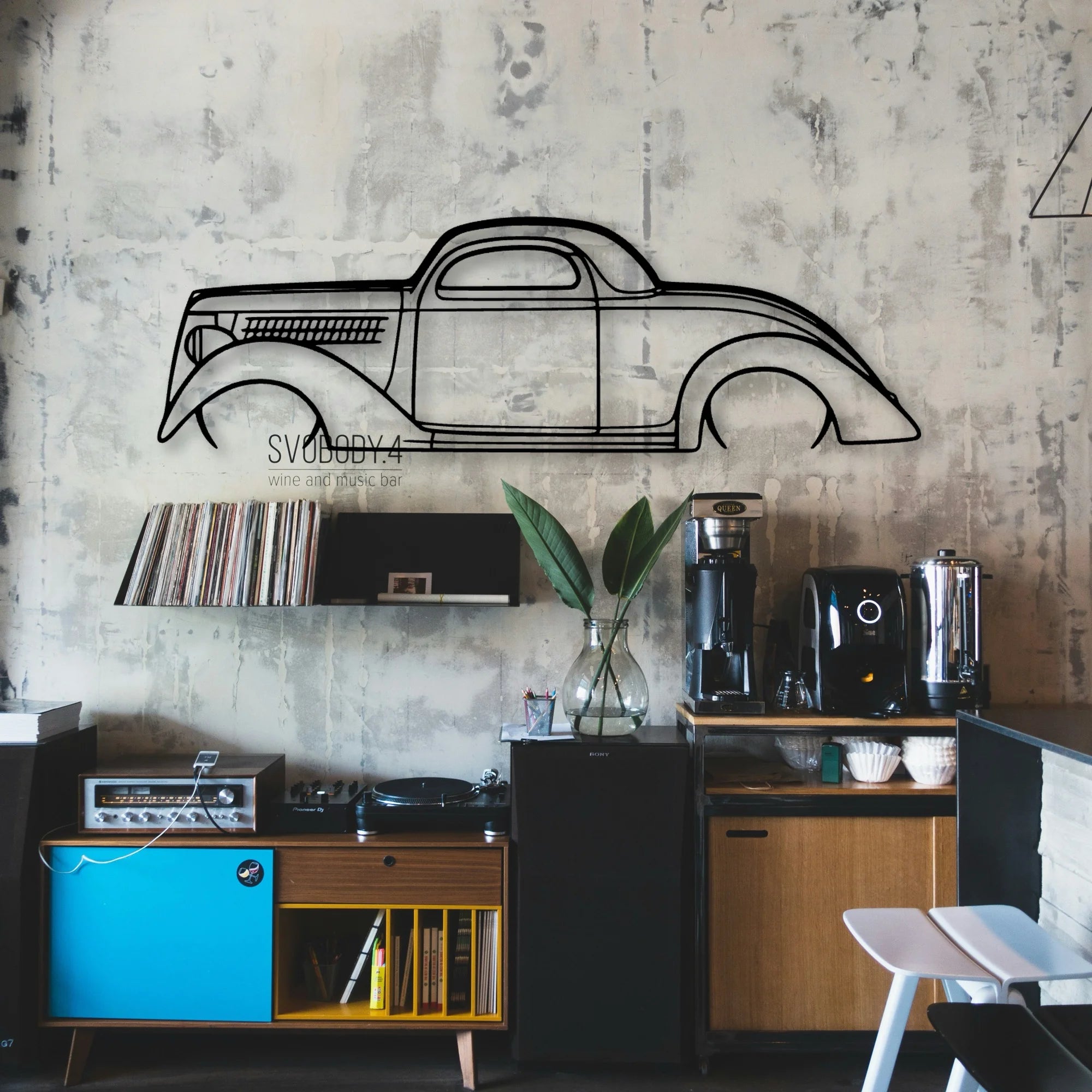 Coupe 1936 Classic Silhouette Metal Wall Art - Automotive Garage Decor