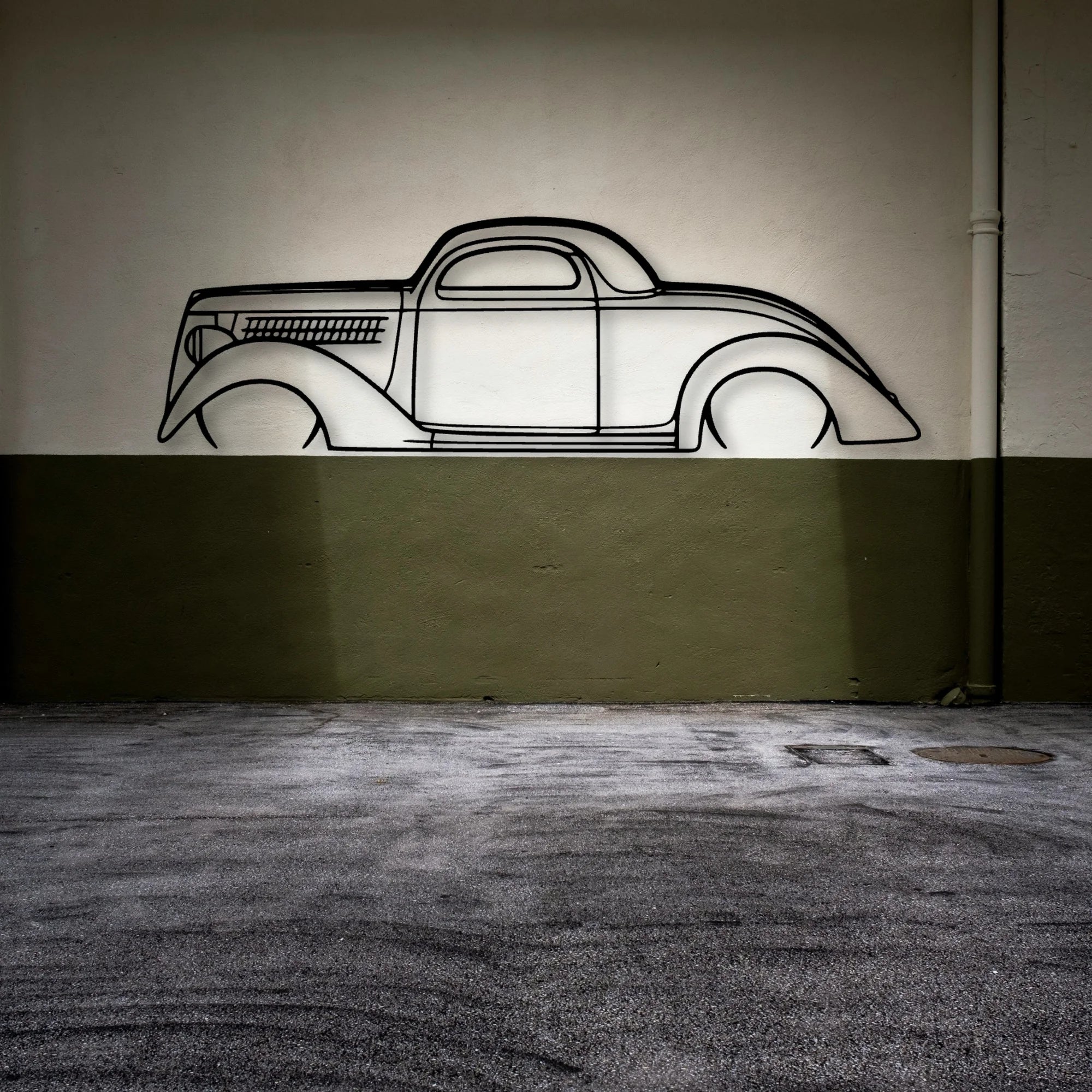 Coupe 1936 Classic Silhouette Metal Wall Art - Automotive Garage Decor