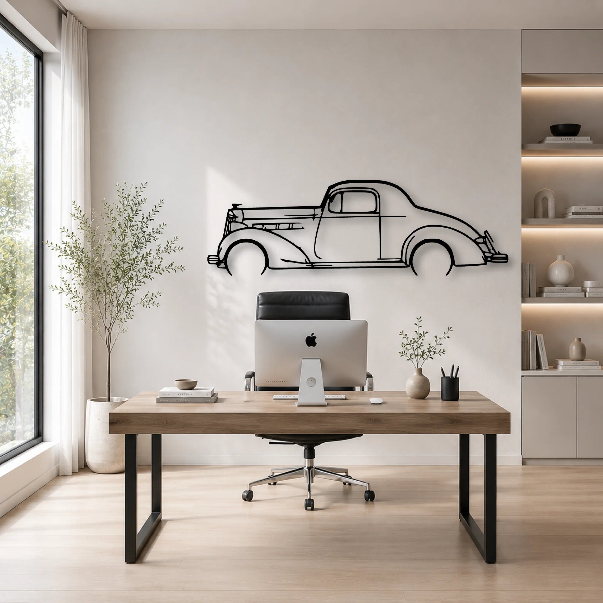 Coupe 1937 Classic Silhouette Metal Wall Art - Automotive Garage Decor