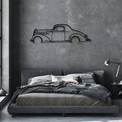 Coupe 1937 Classic Silhouette Metal Wall Art - Automotive Garage Decor