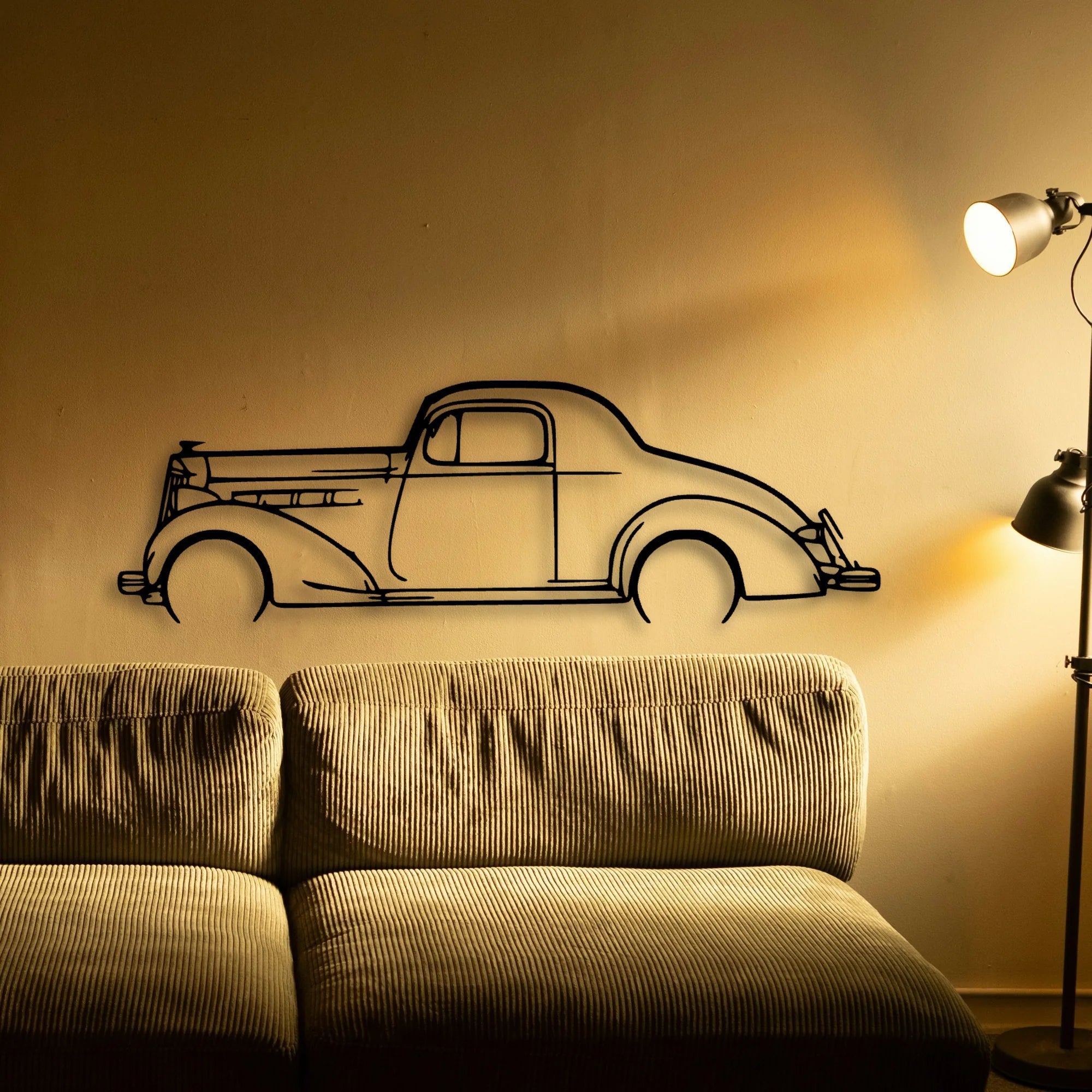 Coupe 1937 Classic Silhouette Metal Wall Art - Automotive Garage Decor
