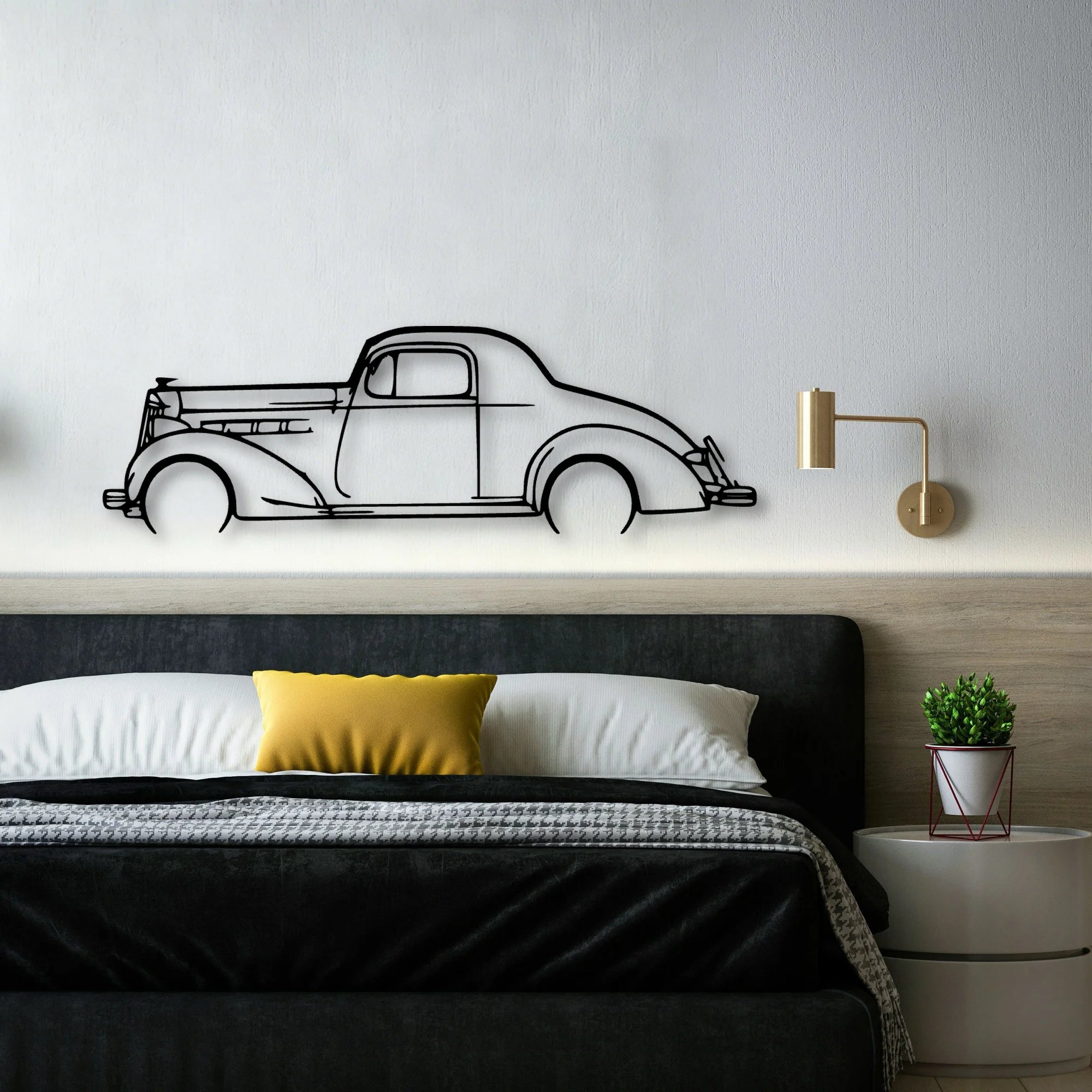Coupe 1937 Classic Silhouette Metal Wall Art - Automotive Garage Decor