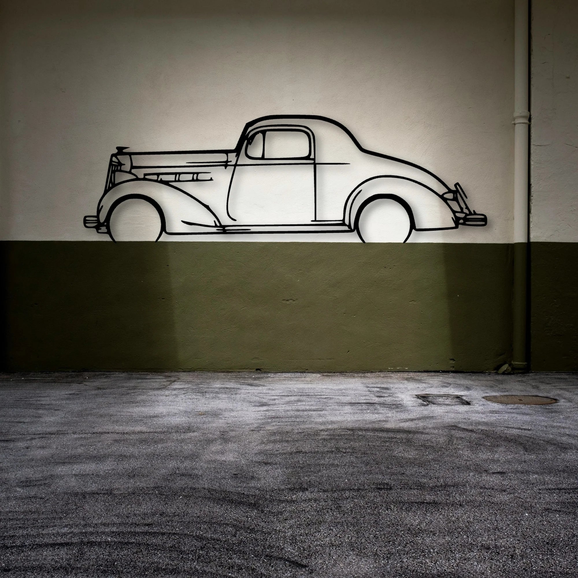 Coupe 1937 Classic Silhouette Metal Wall Art - Automotive Garage Decor