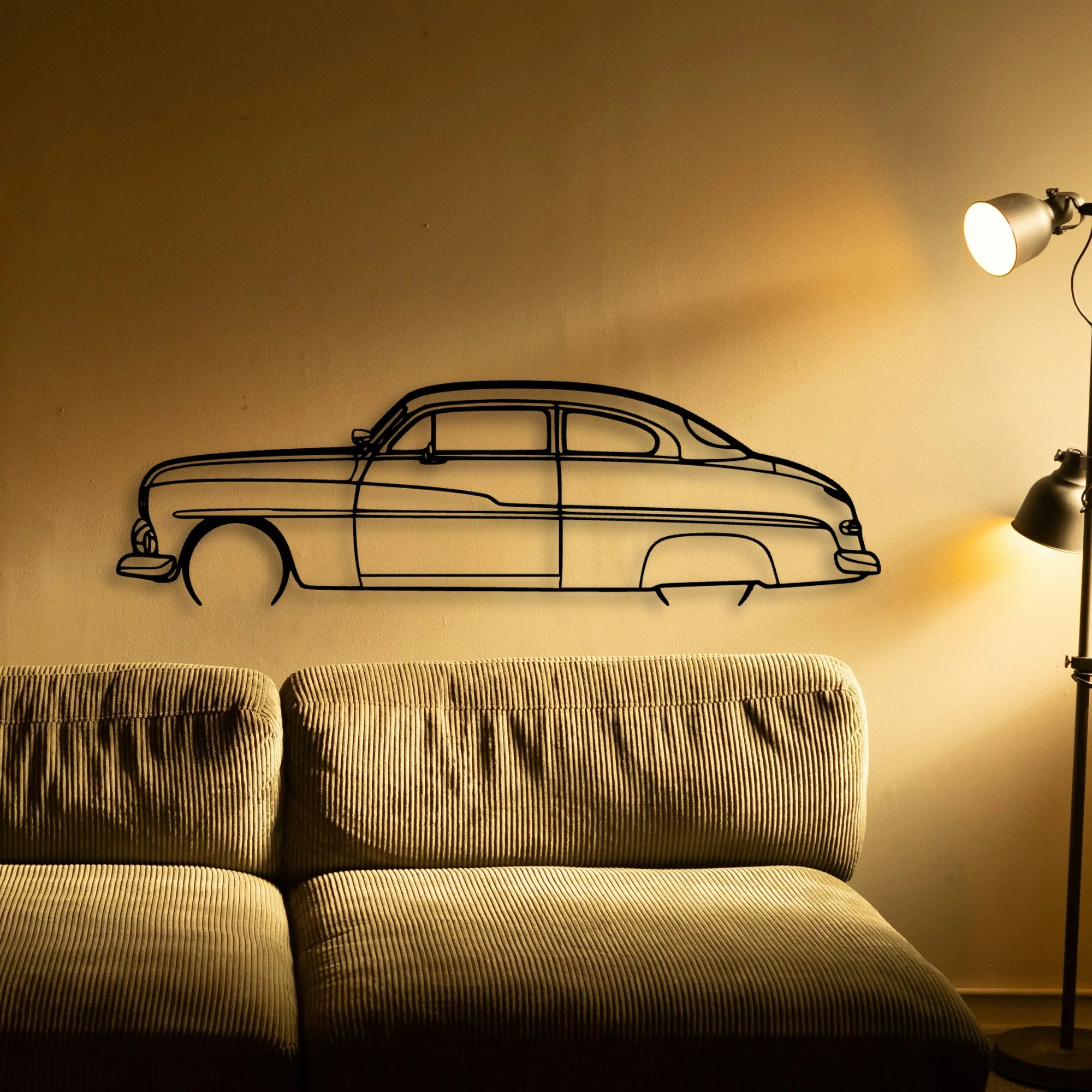 Coupe 1950 Classic Silhouette Metal Wall Art - Automotive Garage Decor