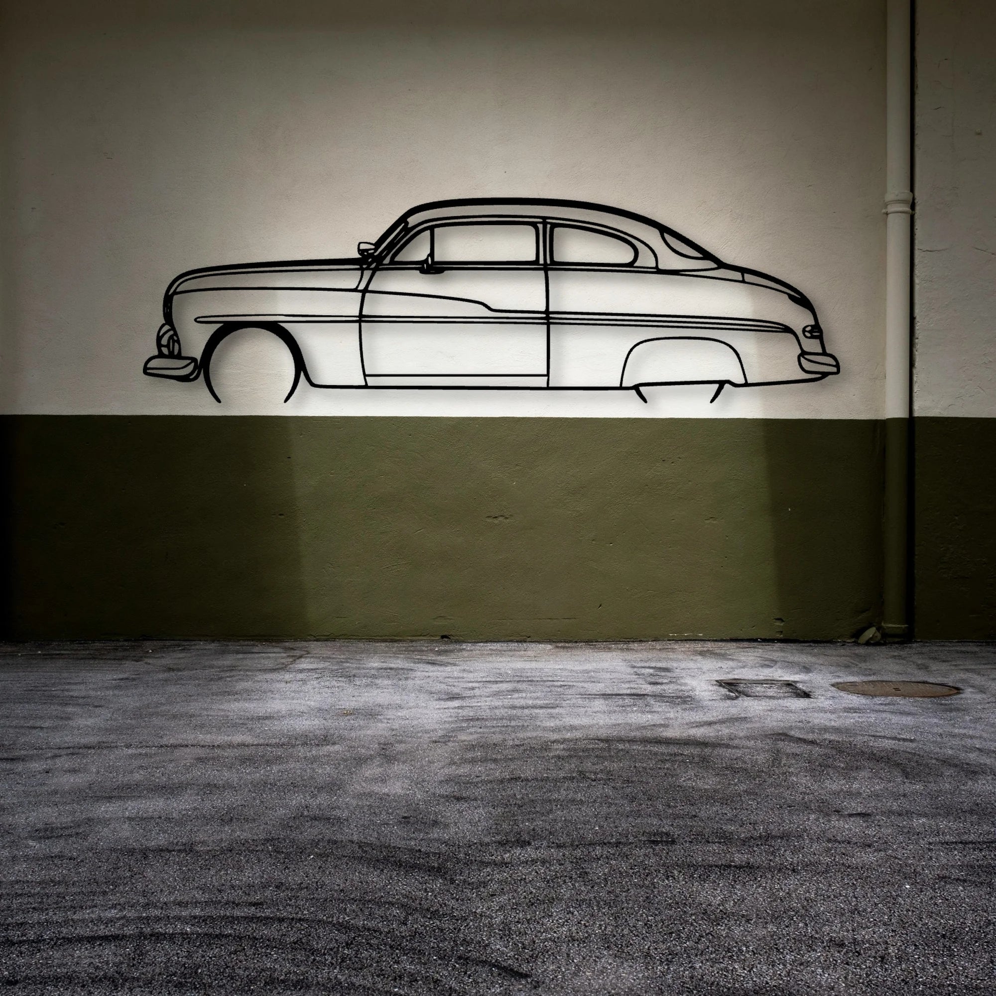 Coupe 1950 Classic Silhouette Metal Wall Art - Automotive Garage Decor