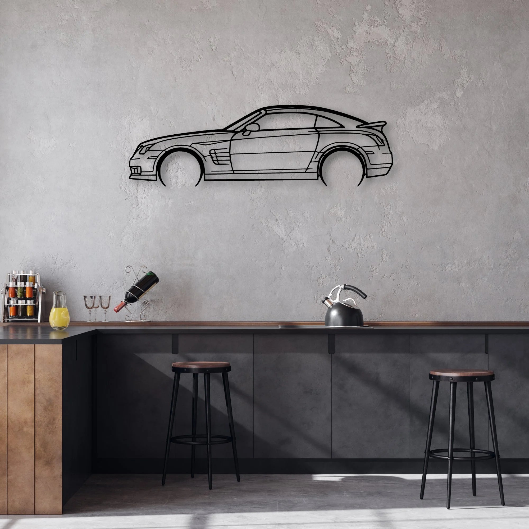 Crossfire Coupe 2005 Classic Silhouette Metal Wall Art - Automotive Garage Decor