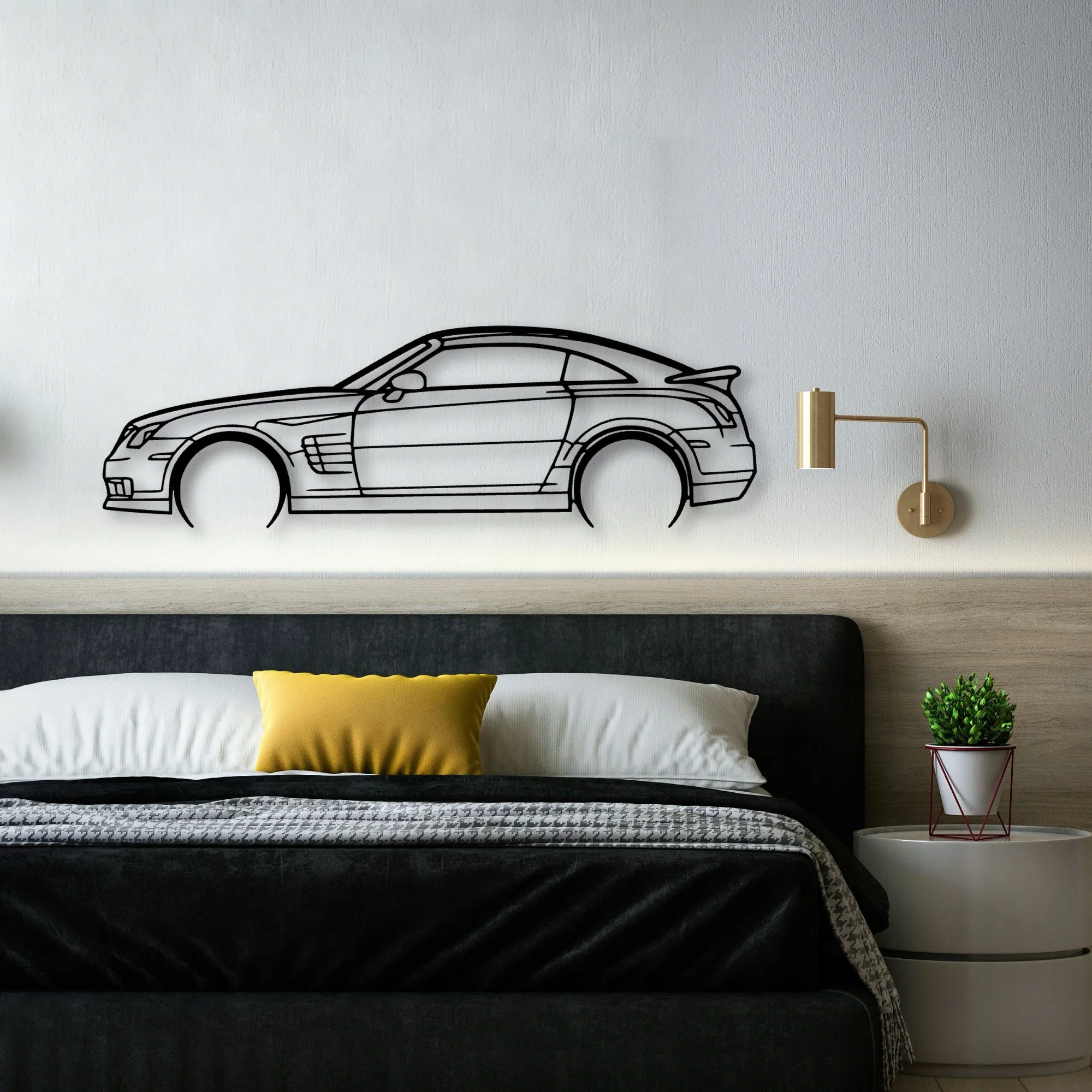 Crossfire Coupe 2005 Classic Silhouette Metal Wall Art - Automotive Garage Decor