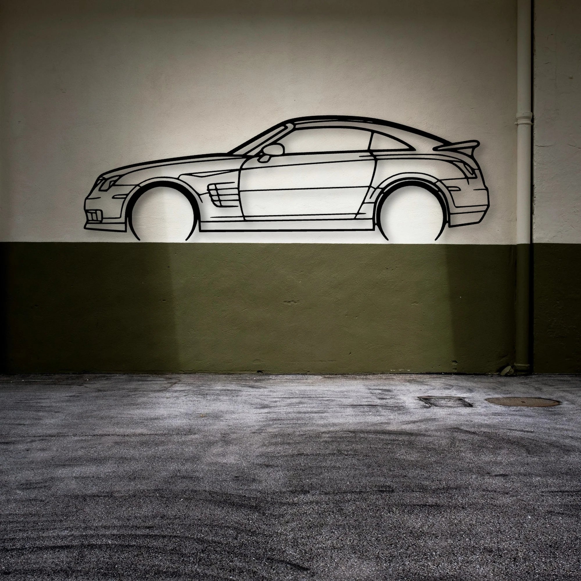 Crossfire Coupe 2005 Classic Silhouette Metal Wall Art - Automotive Garage Decor