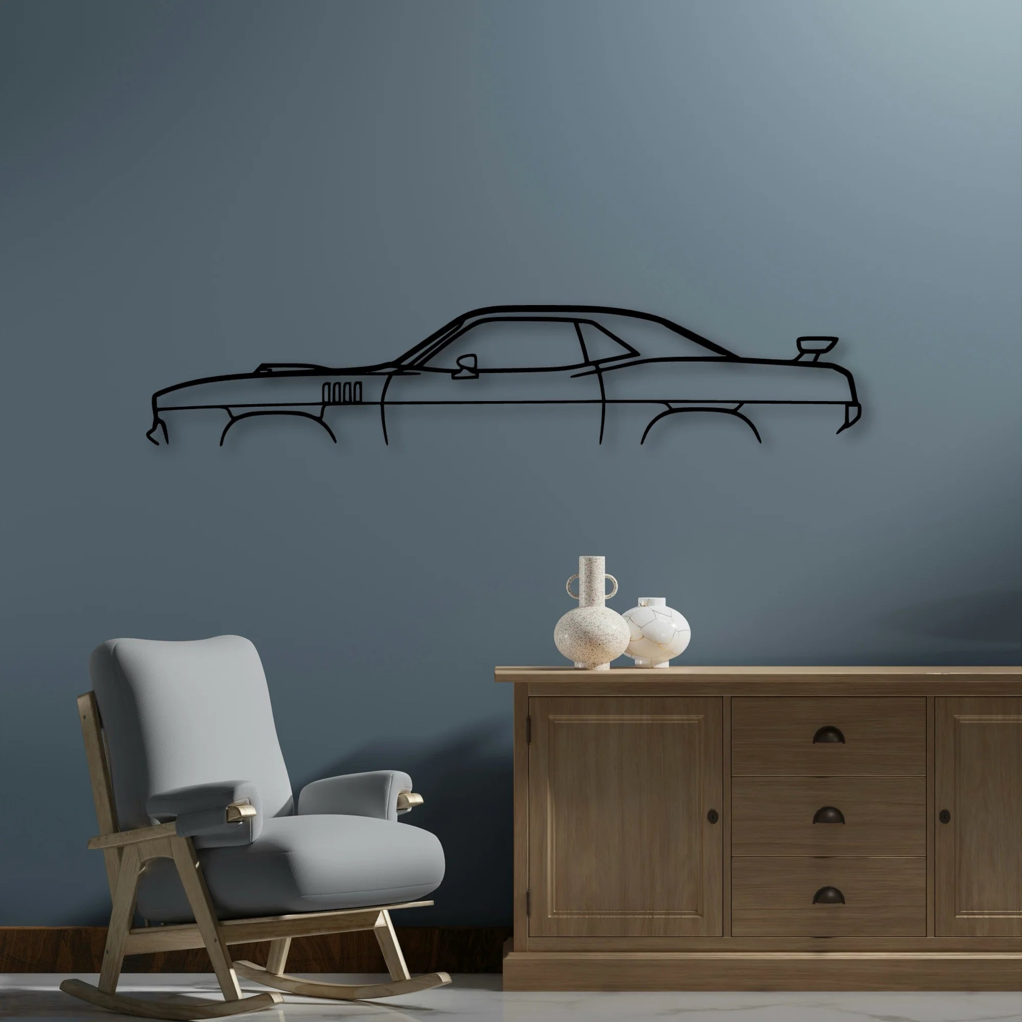 Cuda 1971 Classic Silhouette Metal Wall Art - Automotive Garage Decor
