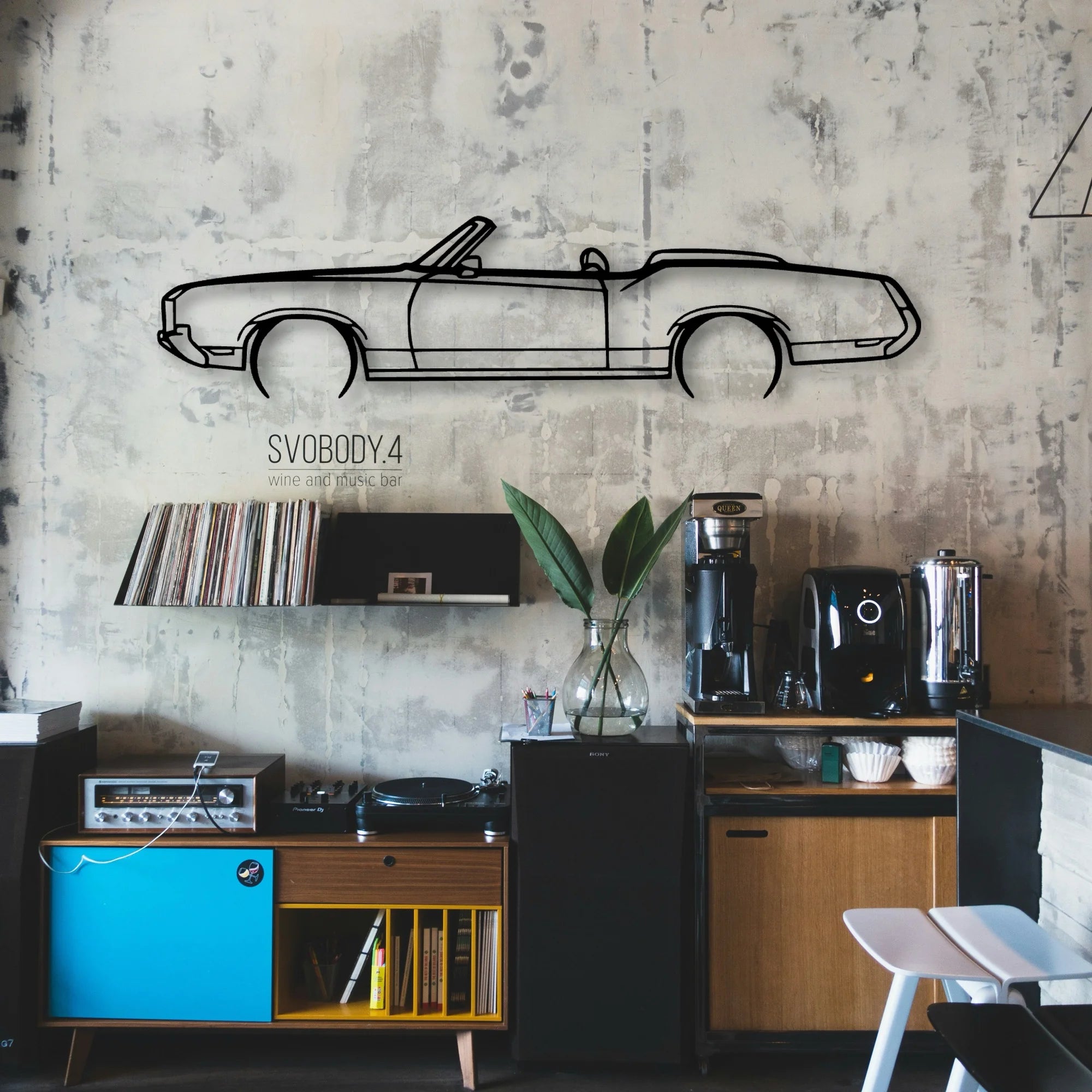 Cutlass Convertible 1972 Classic Silhouette Metal Wall Art - Automotive Garage Decor