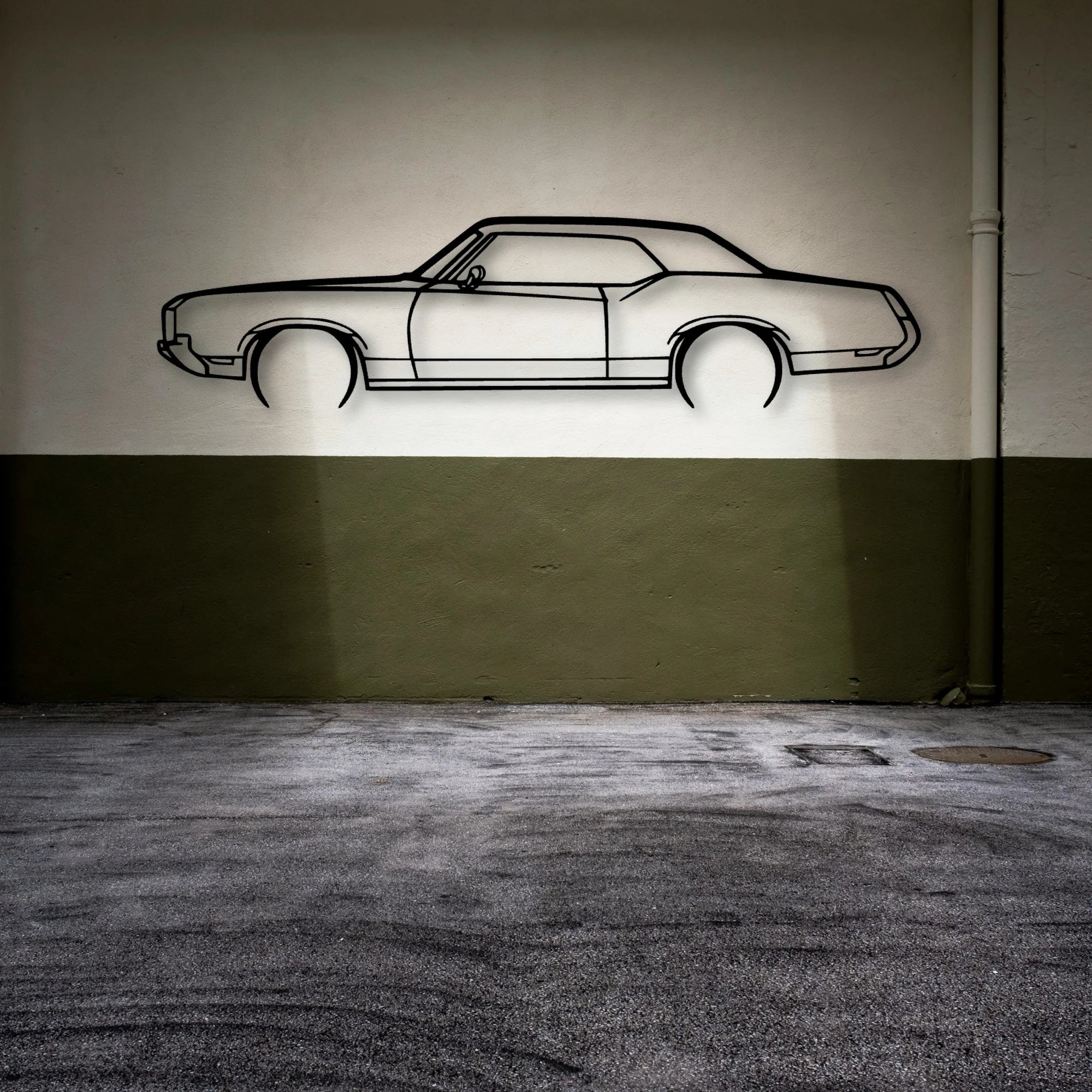 Cutlass Supreme 1971 Classic Silhouette Metal Wall Art - Automotive Garage Decor