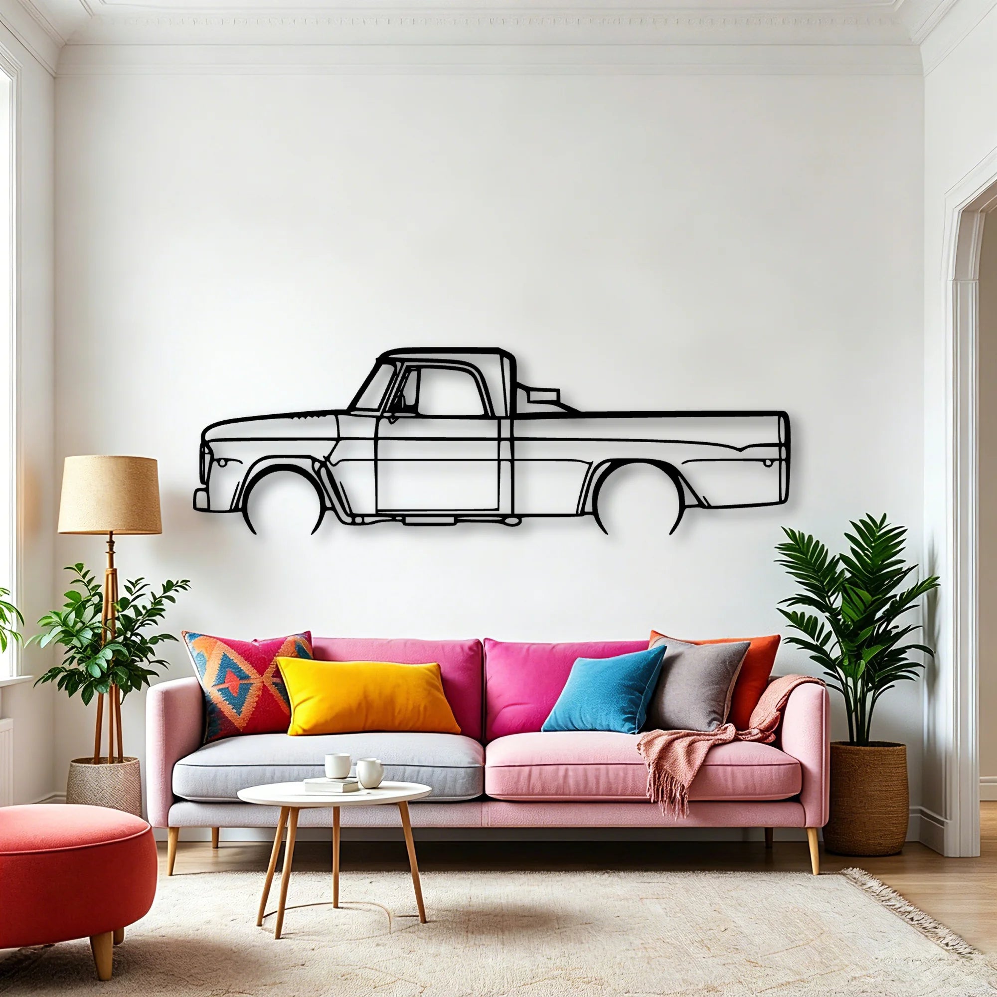 D100 1968 Classic Silhouette Metal Wall Art - Automotive Garage Decor