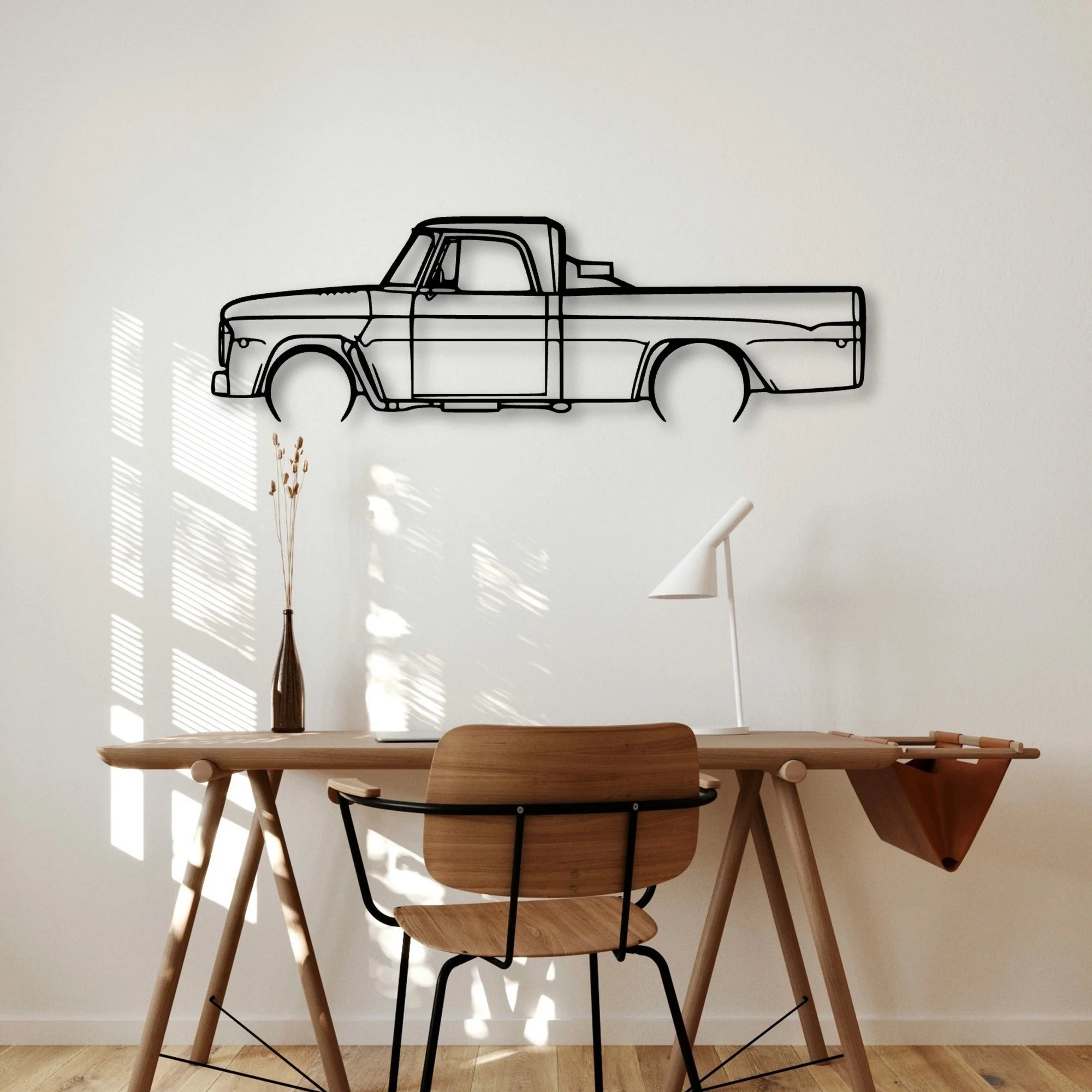 D100 1968 Classic Silhouette Metal Wall Art - Automotive Garage Decor