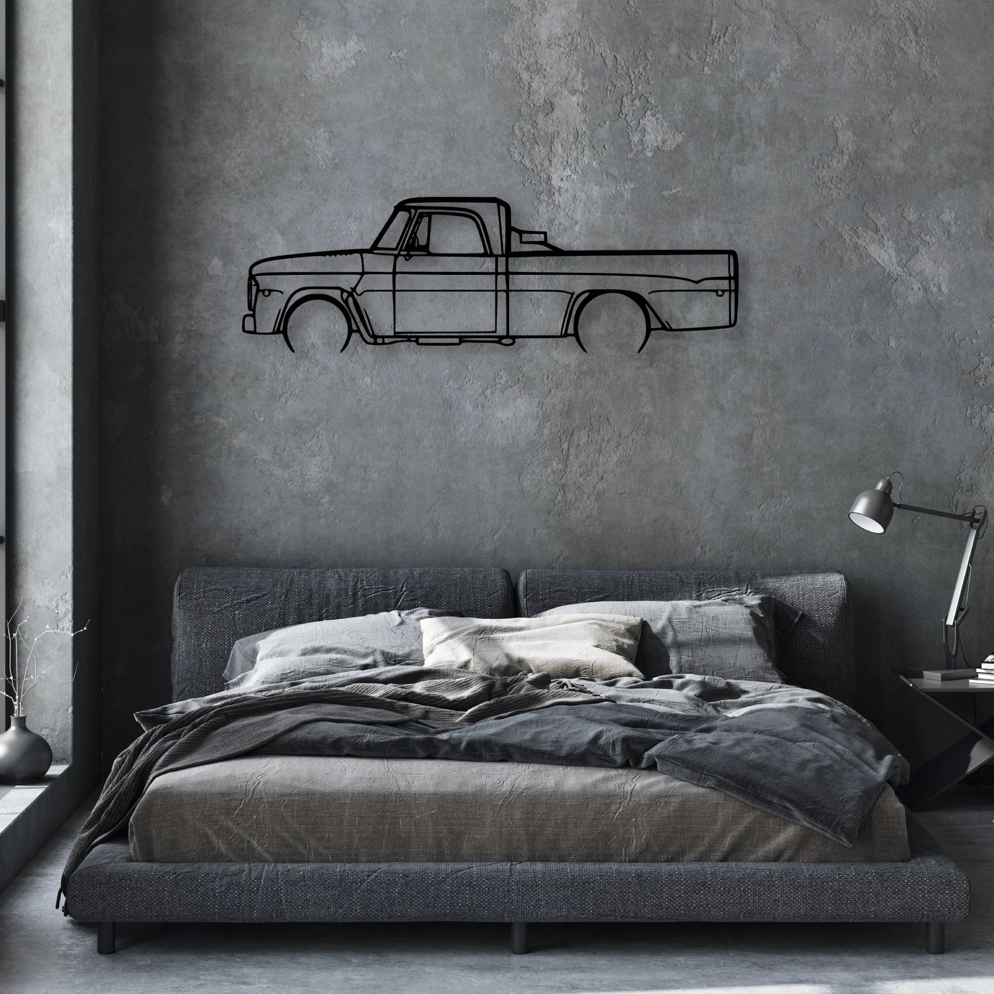 D100 1968 Classic Silhouette Metal Wall Art - Automotive Garage Decor
