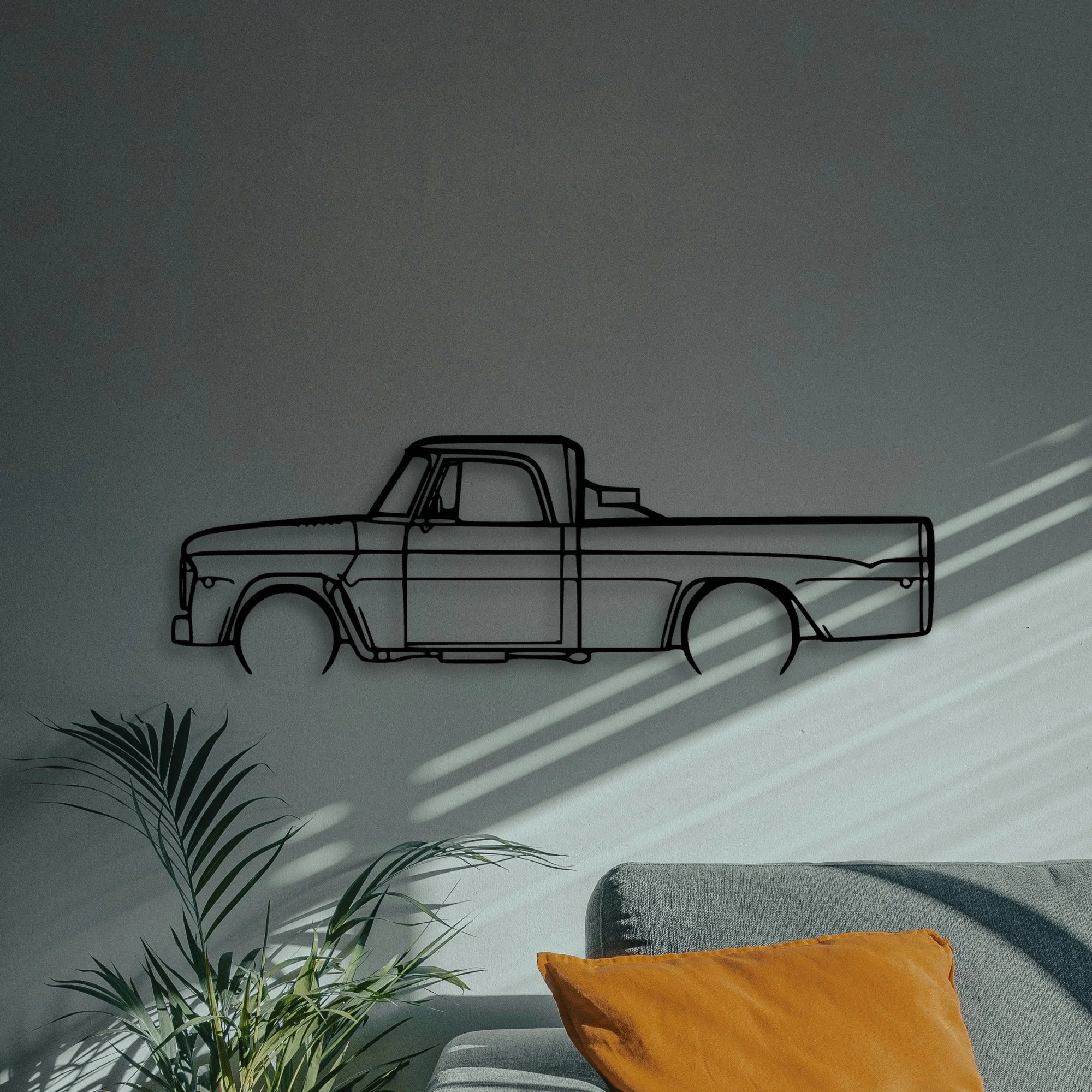 D100 1968 Classic Silhouette Metal Wall Art - Automotive Garage Decor