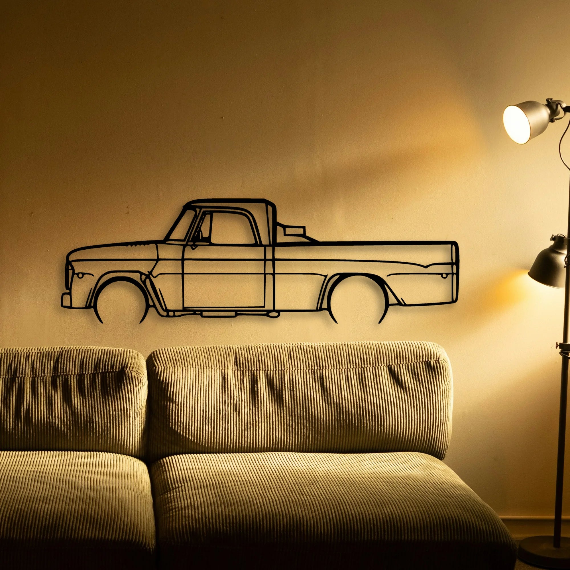 D100 1968 Classic Silhouette Metal Wall Art - Automotive Garage Decor