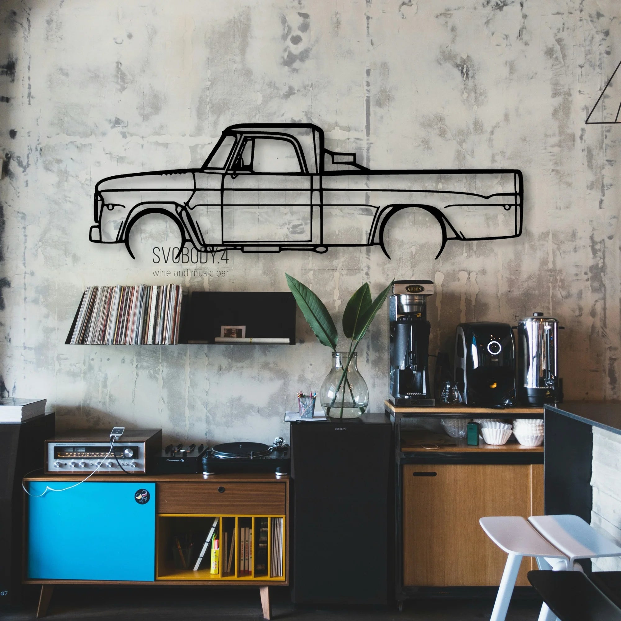 D100 1968 Classic Silhouette Metal Wall Art - Automotive Garage Decor