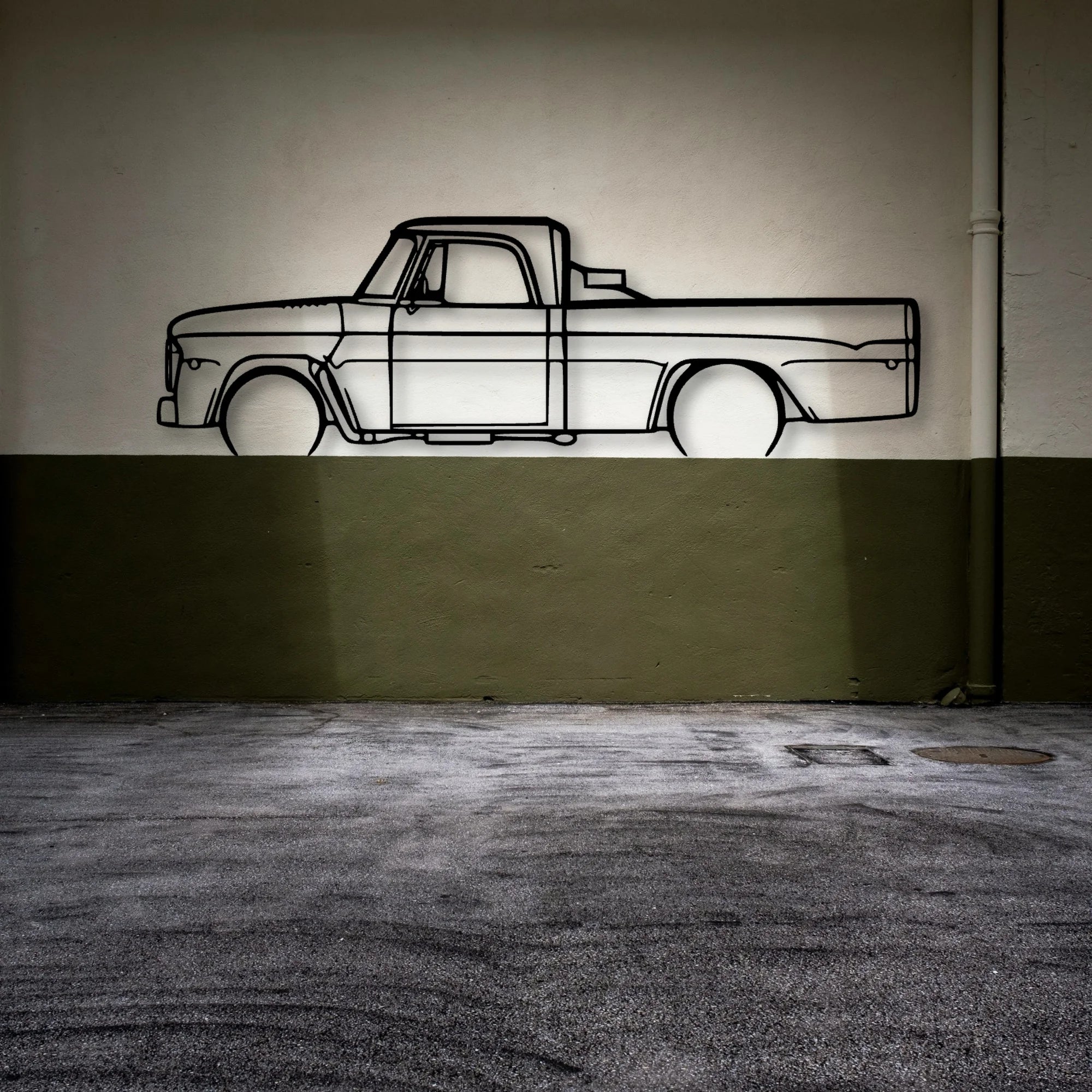 D100 1968 Classic Silhouette Metal Wall Art - Automotive Garage Decor