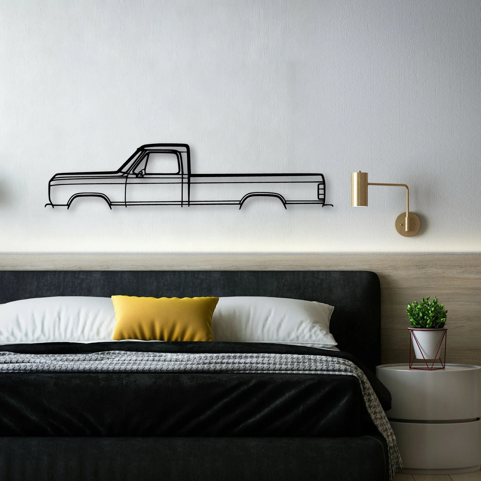 D100 1988 Classic Silhouette Metal Wall Art - Automotive Garage Decor