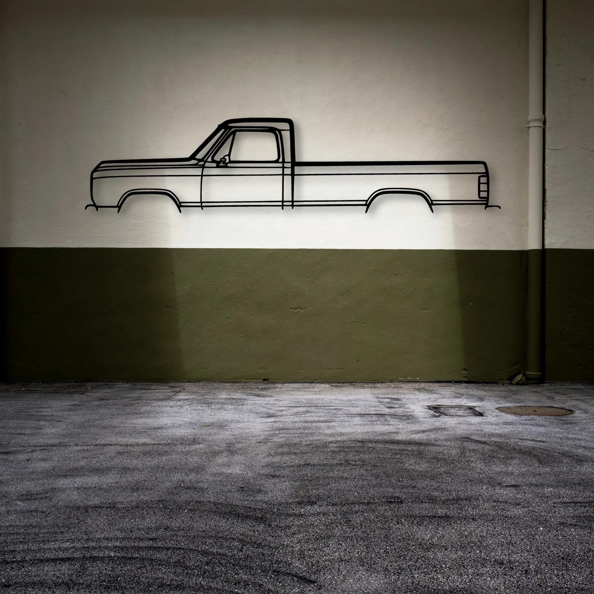 D100 1988 Classic Silhouette Metal Wall Art - Automotive Garage Decor