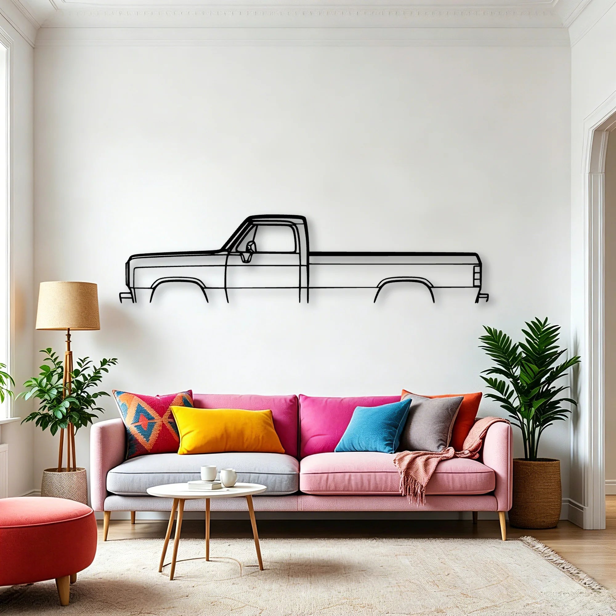 D250 1991 Classic Silhouette Metal Wall Art - Automotive Garage Decor