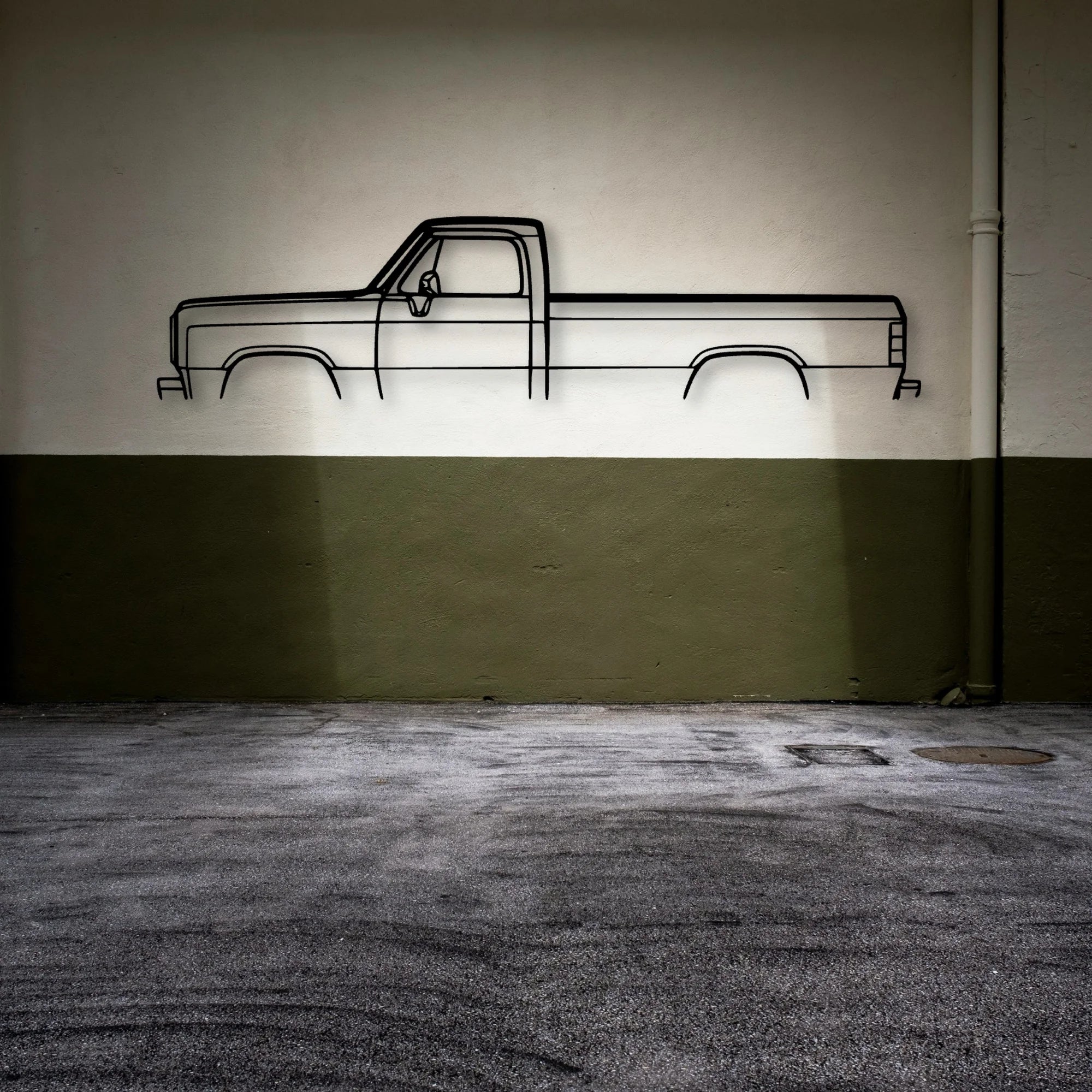 D250 1991 Classic Silhouette Metal Wall Art - Automotive Garage Decor