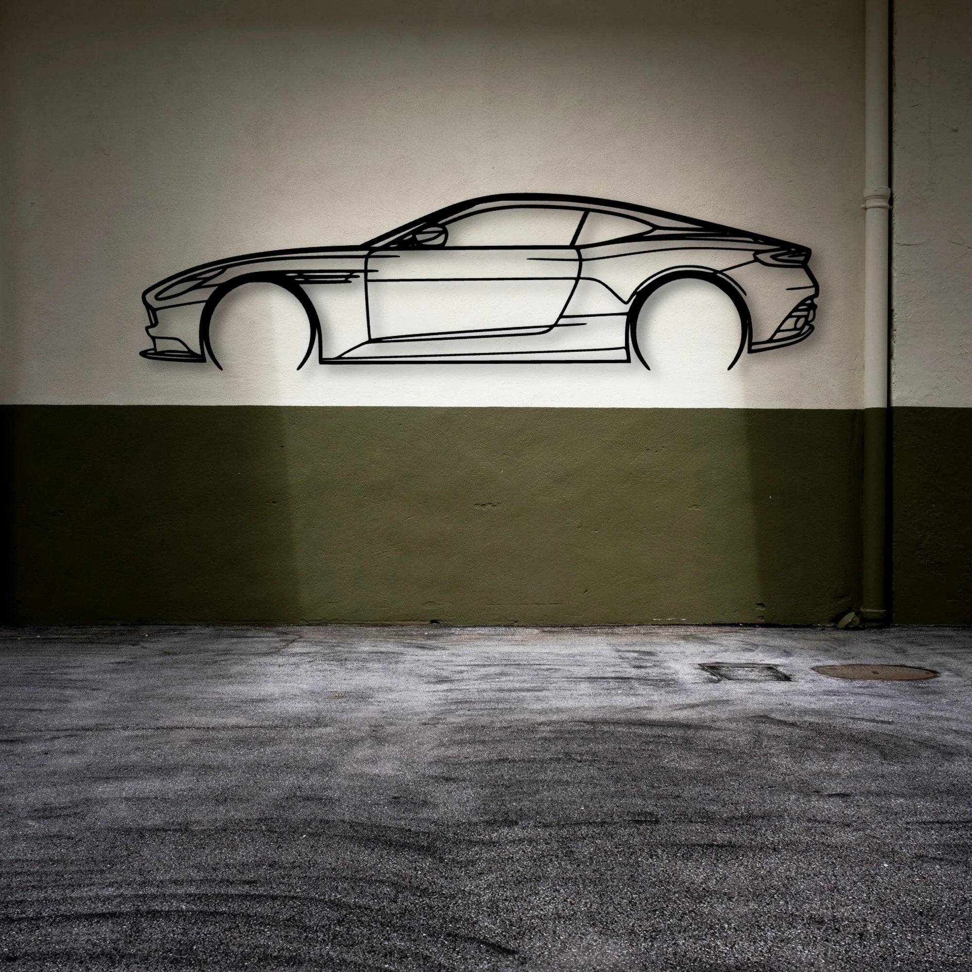 DB11 2018 2 Classic Silhouette Metal Wall Art - Automotive Garage Decor