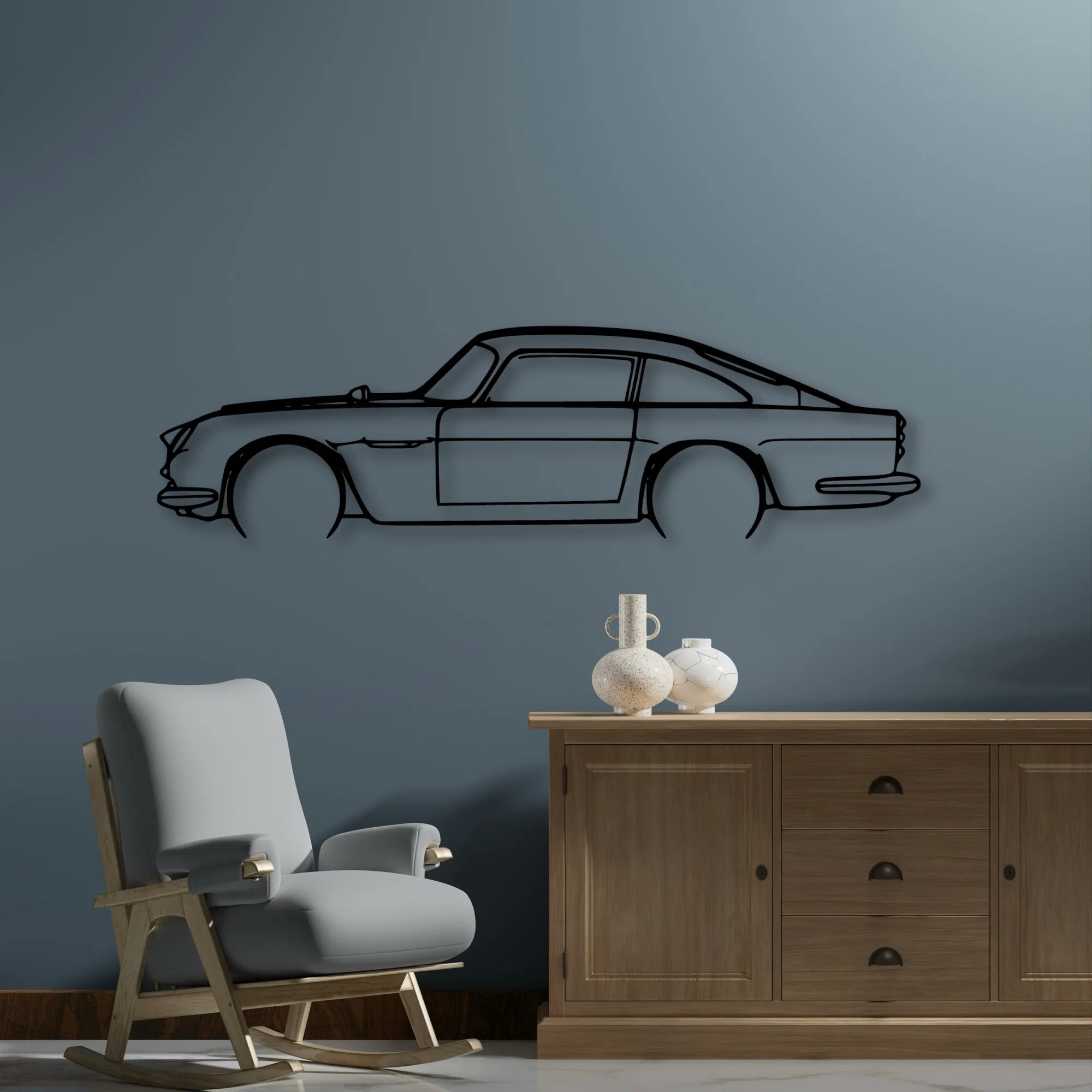 DB5 Classic Silhouette Metal Wall Art - Automotive Garage Decor