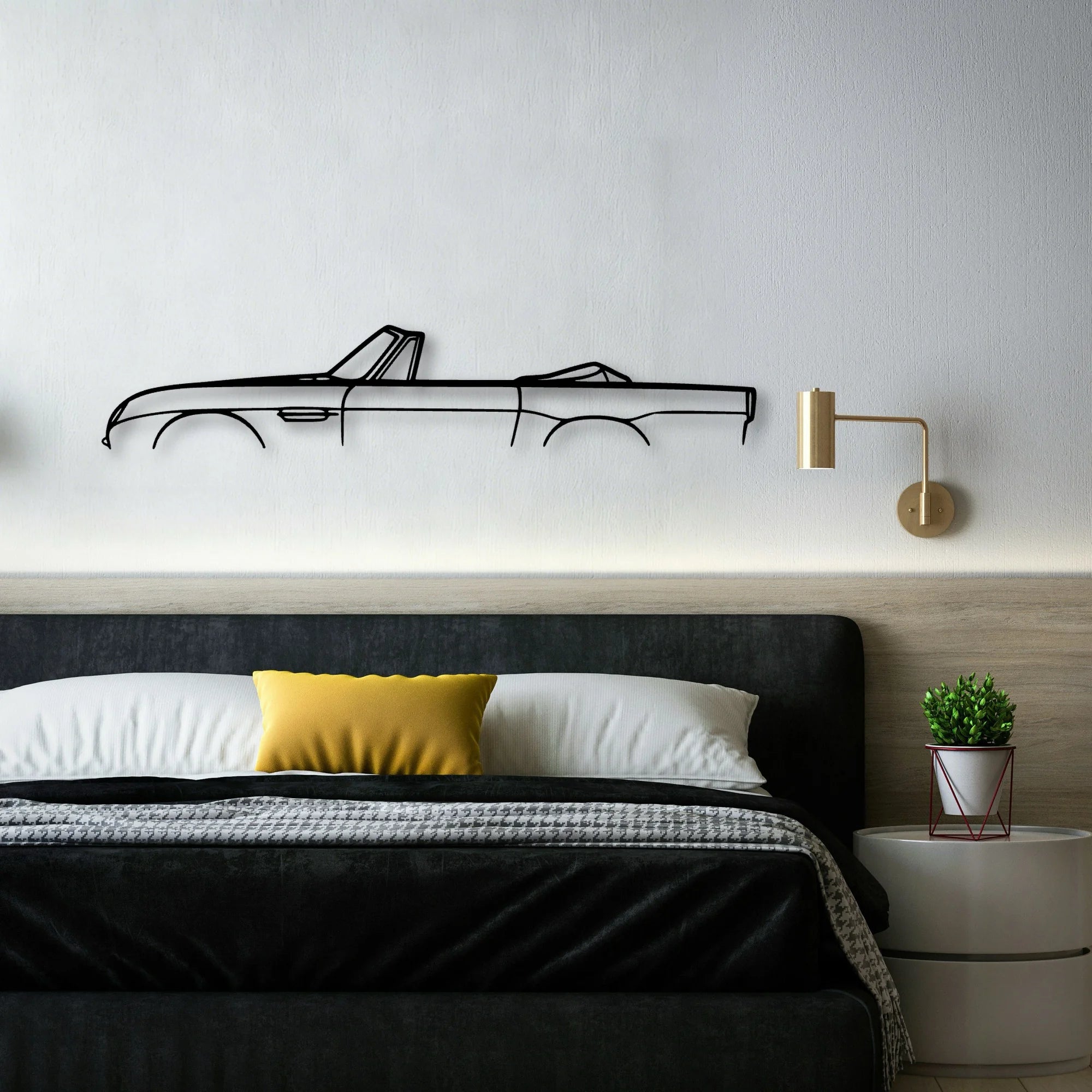 DB5 Volante Convertible Classic Silhouette Metal Wall Art - Automotive Garage Decor