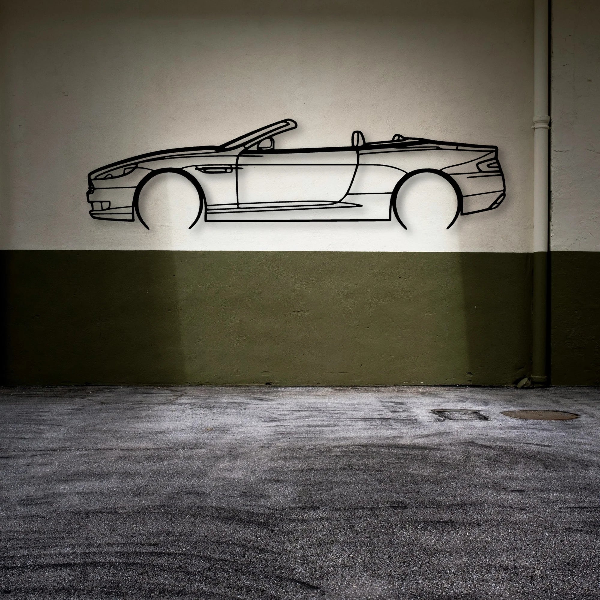DB9 Convertible 2008 Classic Silhouette Metal Wall Art - Automotive Garage Decor