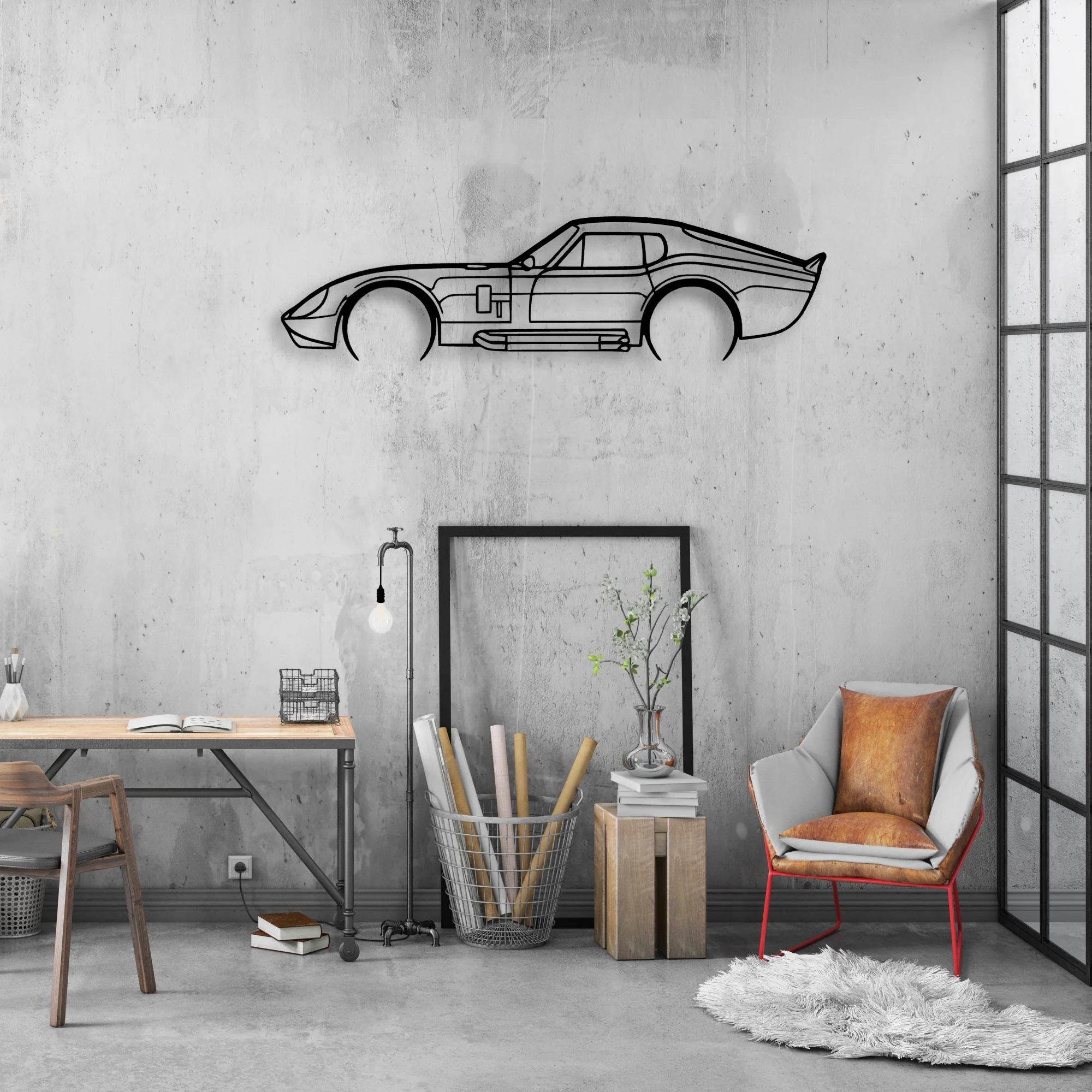Daytona 1965 Classic Silhouette Metal Wall Art - Automotive Garage Decor