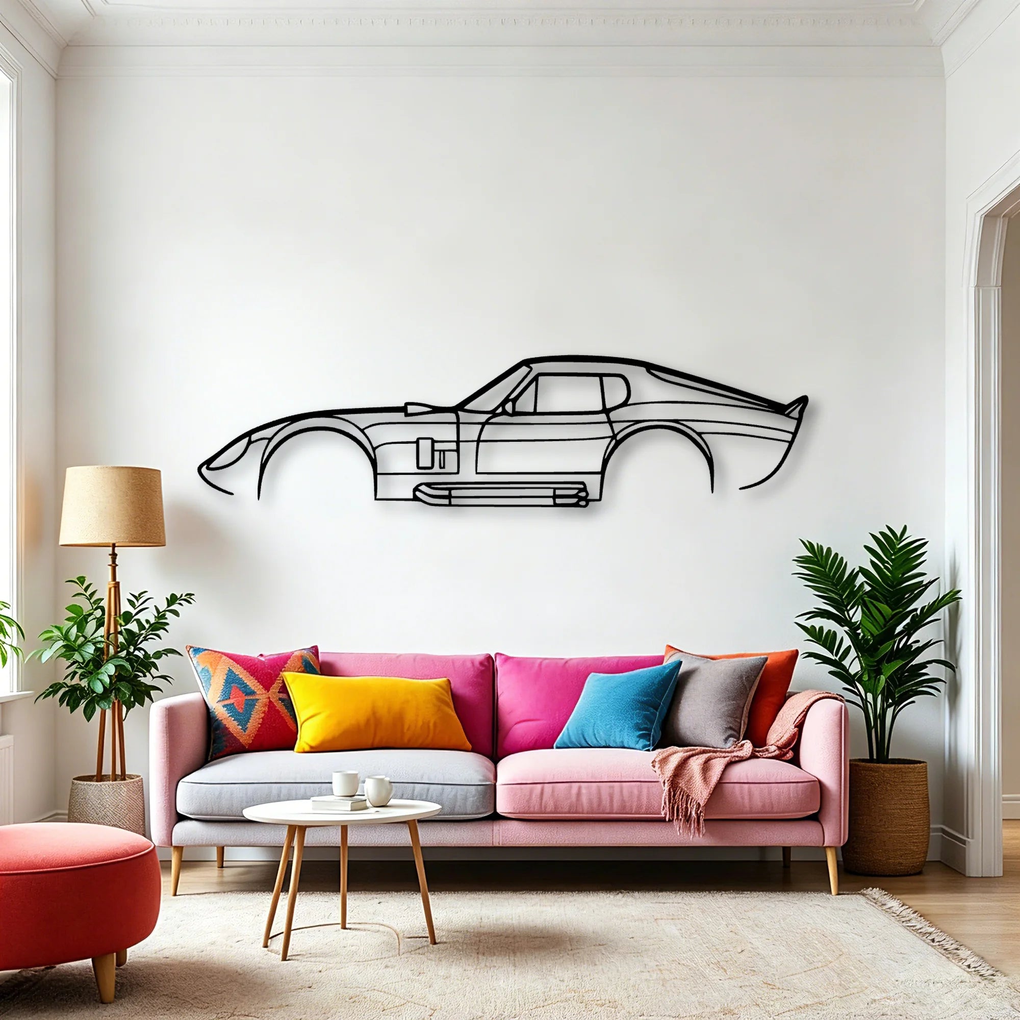 Daytona 1965 2 Classic Silhouette Metal Wall Art - Automotive Garage Decor