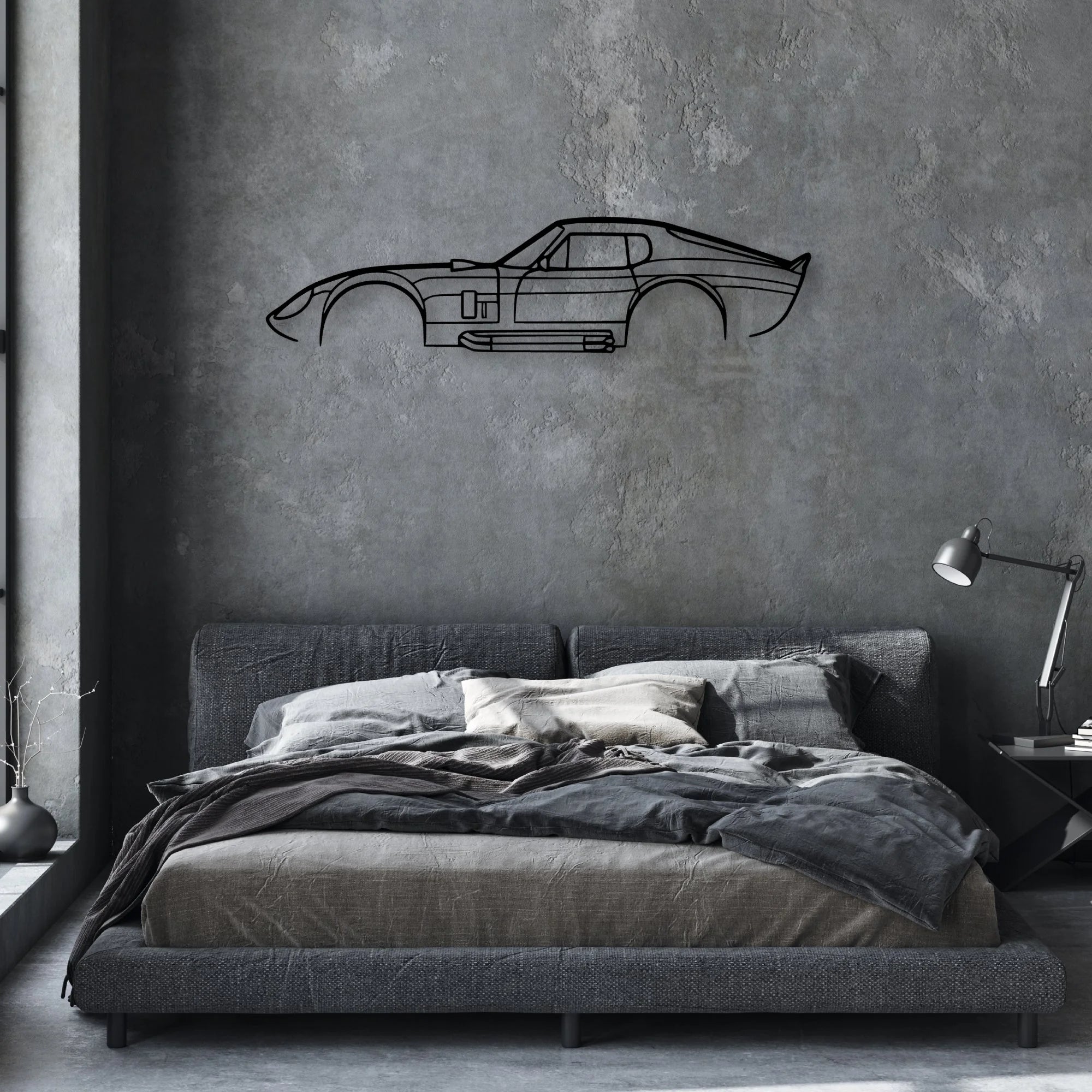 Daytona 1965 2 Classic Silhouette Metal Wall Art - Automotive Garage Decor