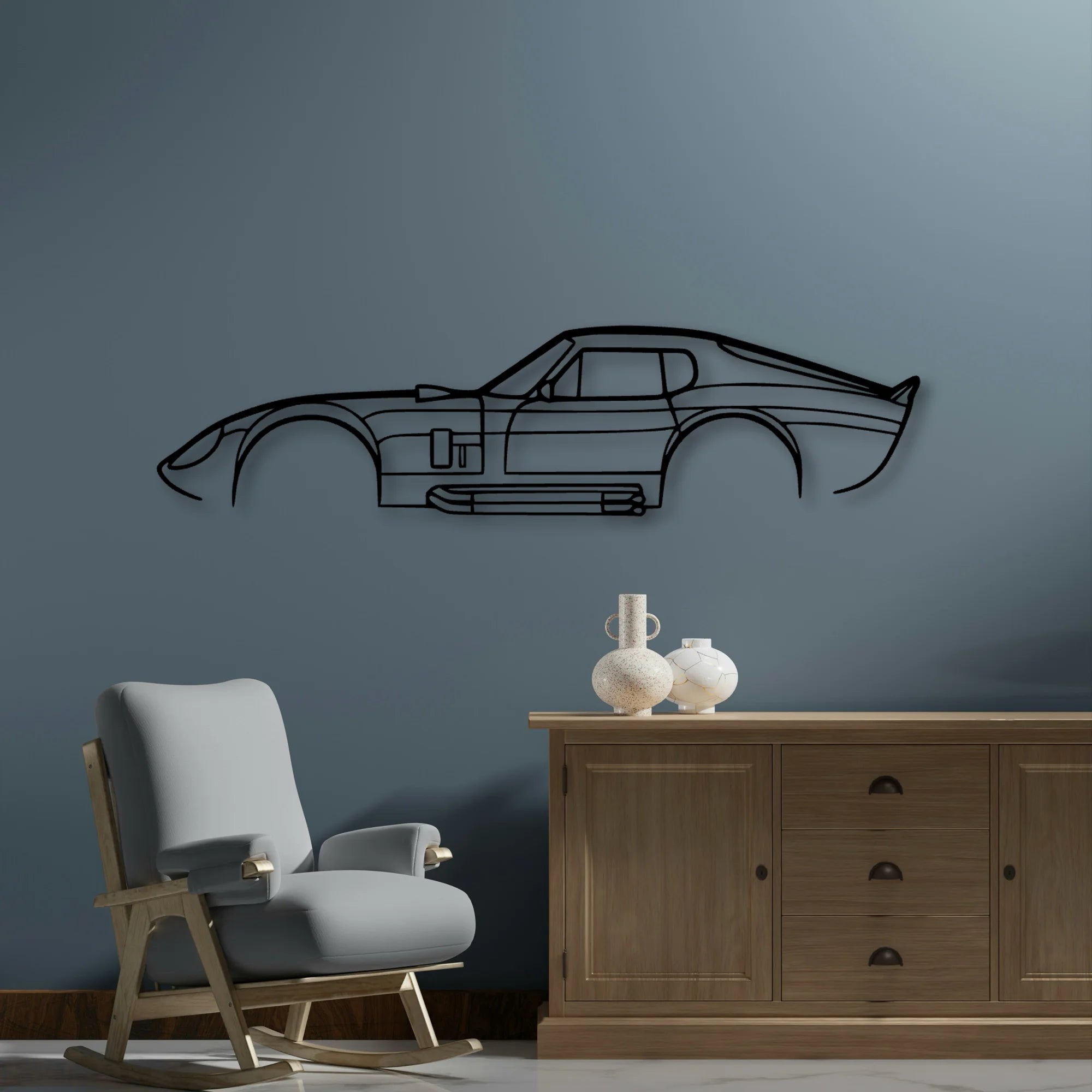 Daytona 1965 2 Classic Silhouette Metal Wall Art - Automotive Garage Decor