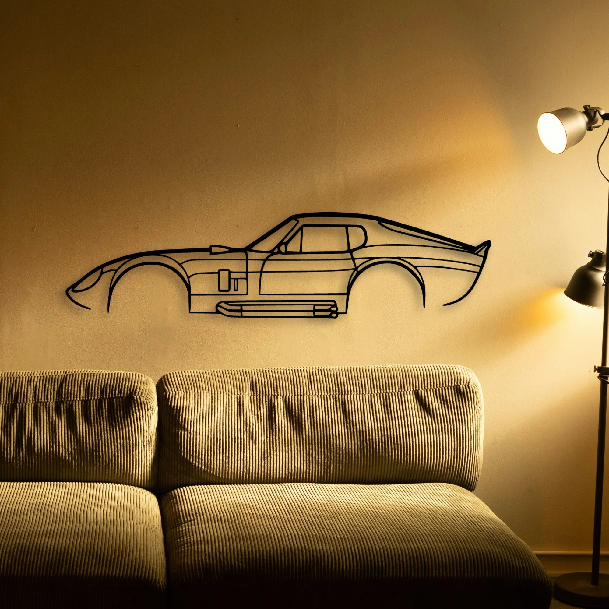 Daytona 1965 2 Classic Silhouette Metal Wall Art - Automotive Garage Decor