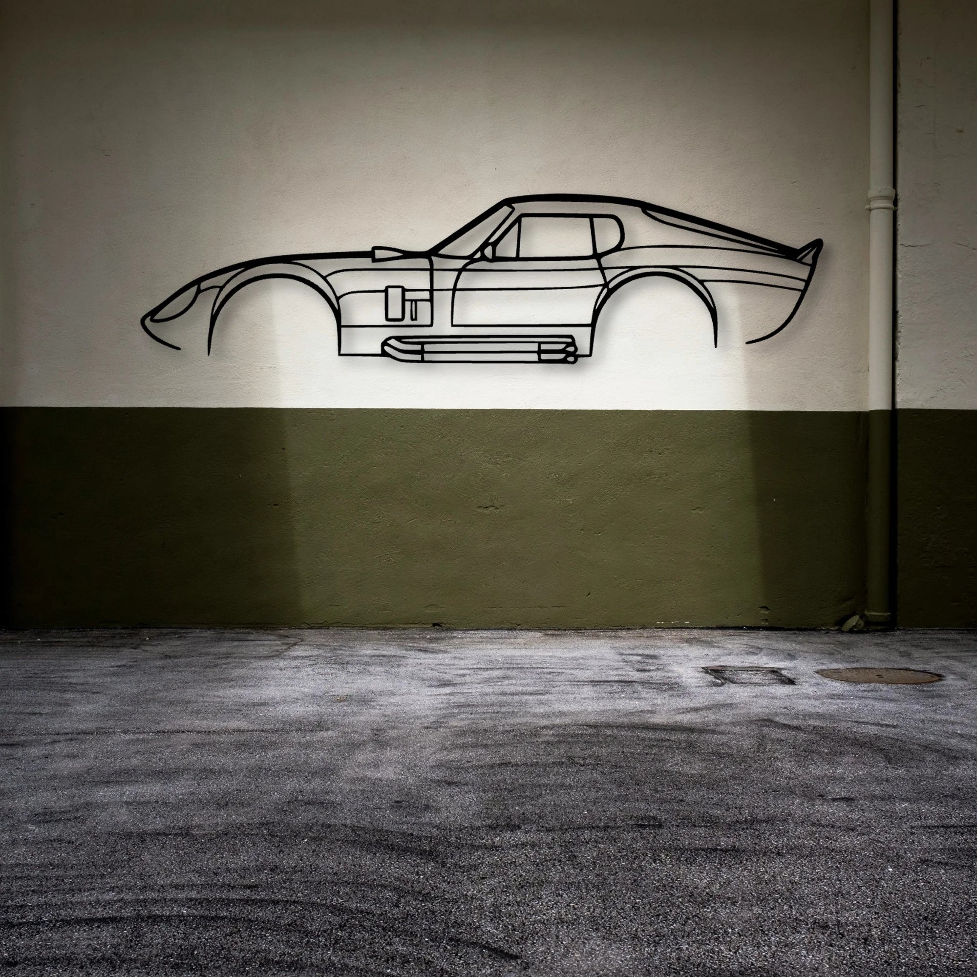 Daytona 1965 2 Classic Silhouette Metal Wall Art - Automotive Garage Decor