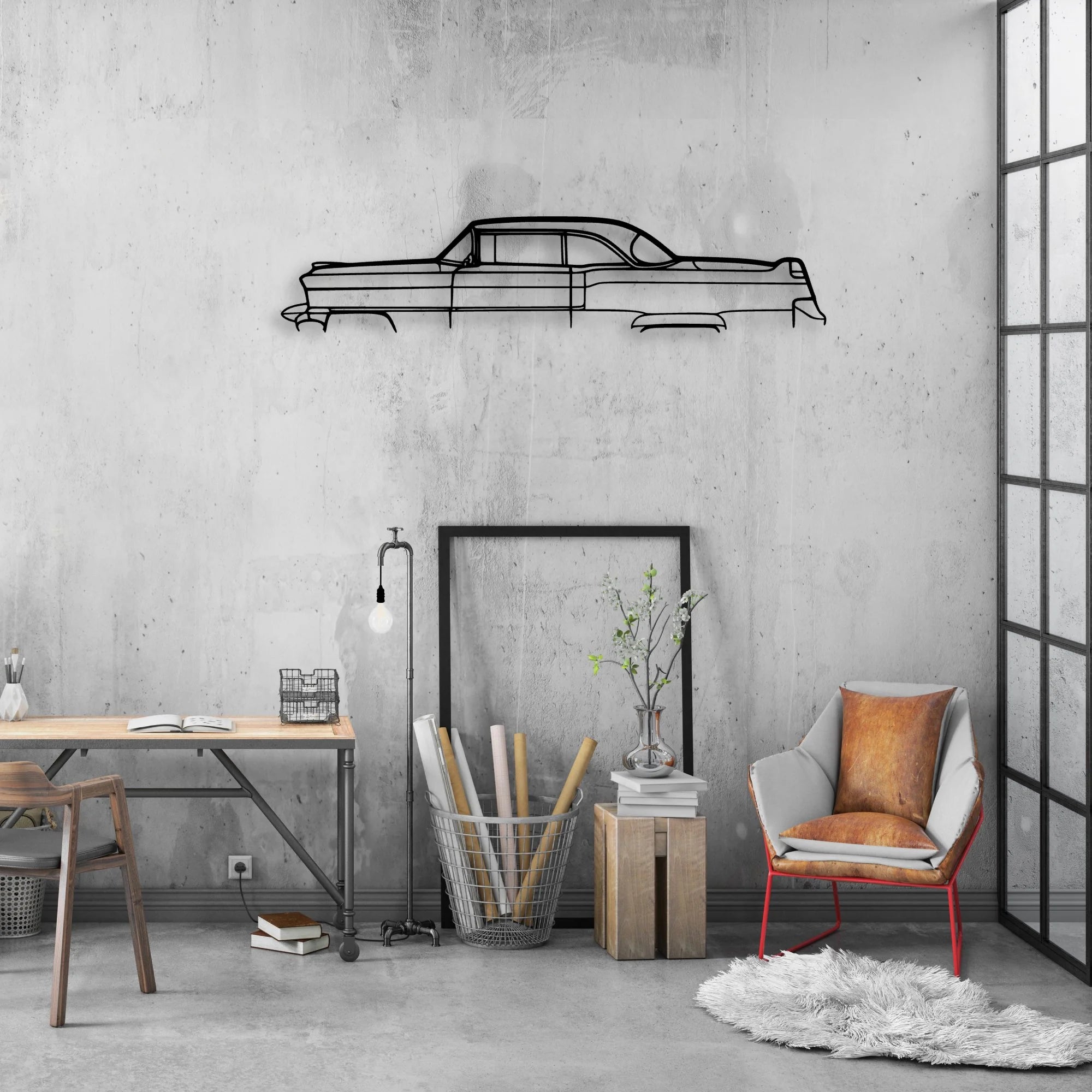 De1955 Classic Silhouette Metal Wall Art - Automotive Garage Decor
