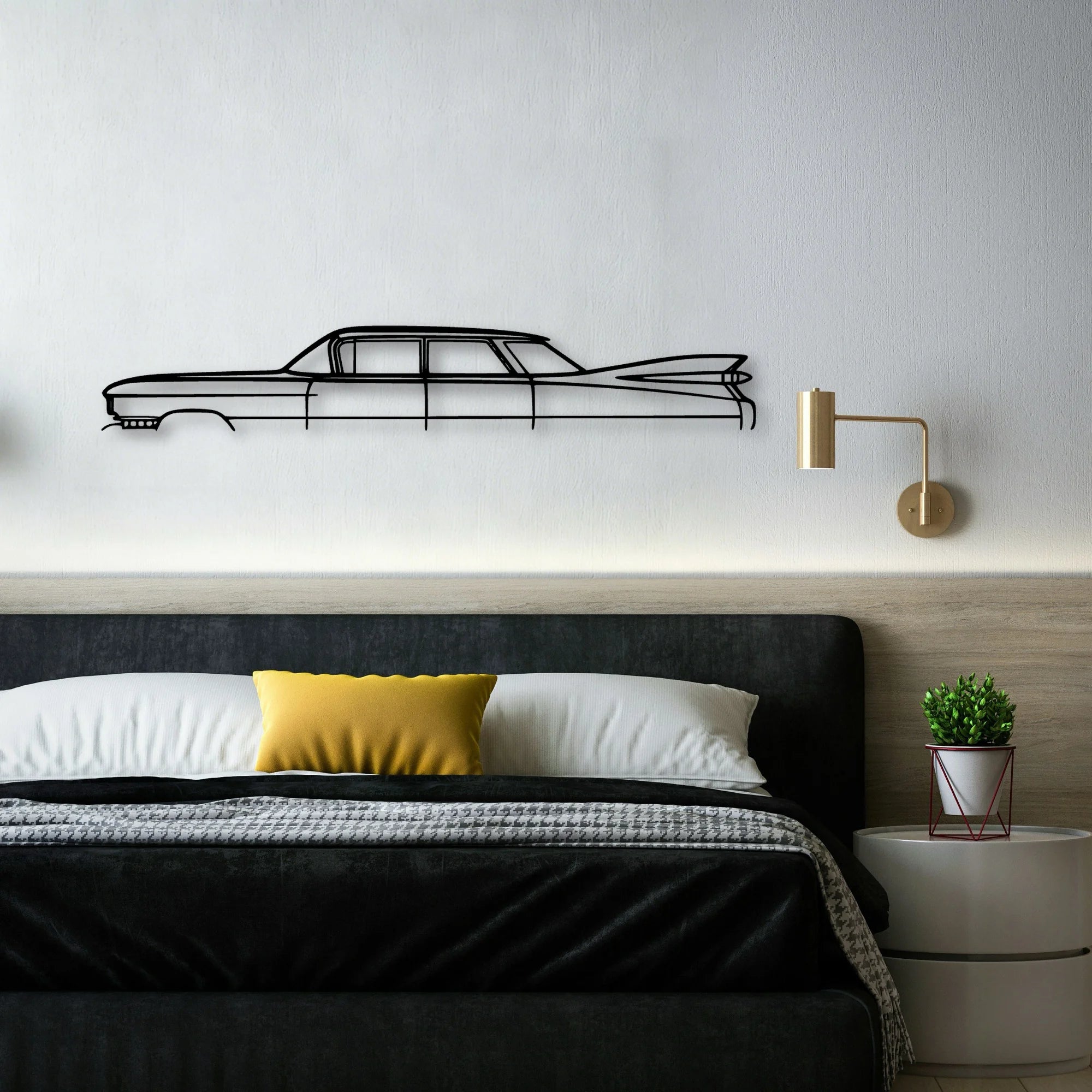 De 1959 Sedan Classic Silhouette Metal Wall Art - Automotive Garage Decor