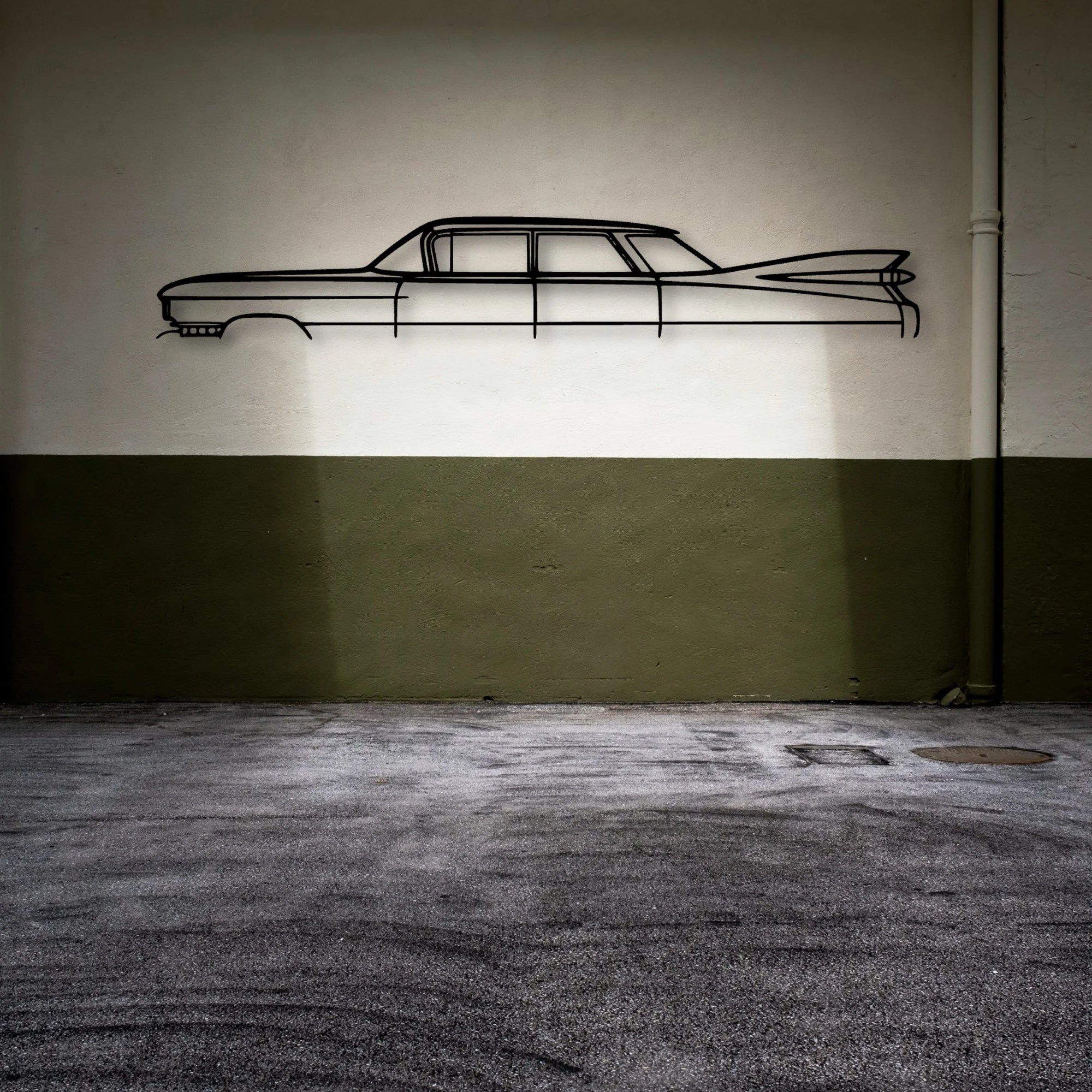 De 1959 Sedan Classic Silhouette Metal Wall Art - Automotive Garage Decor