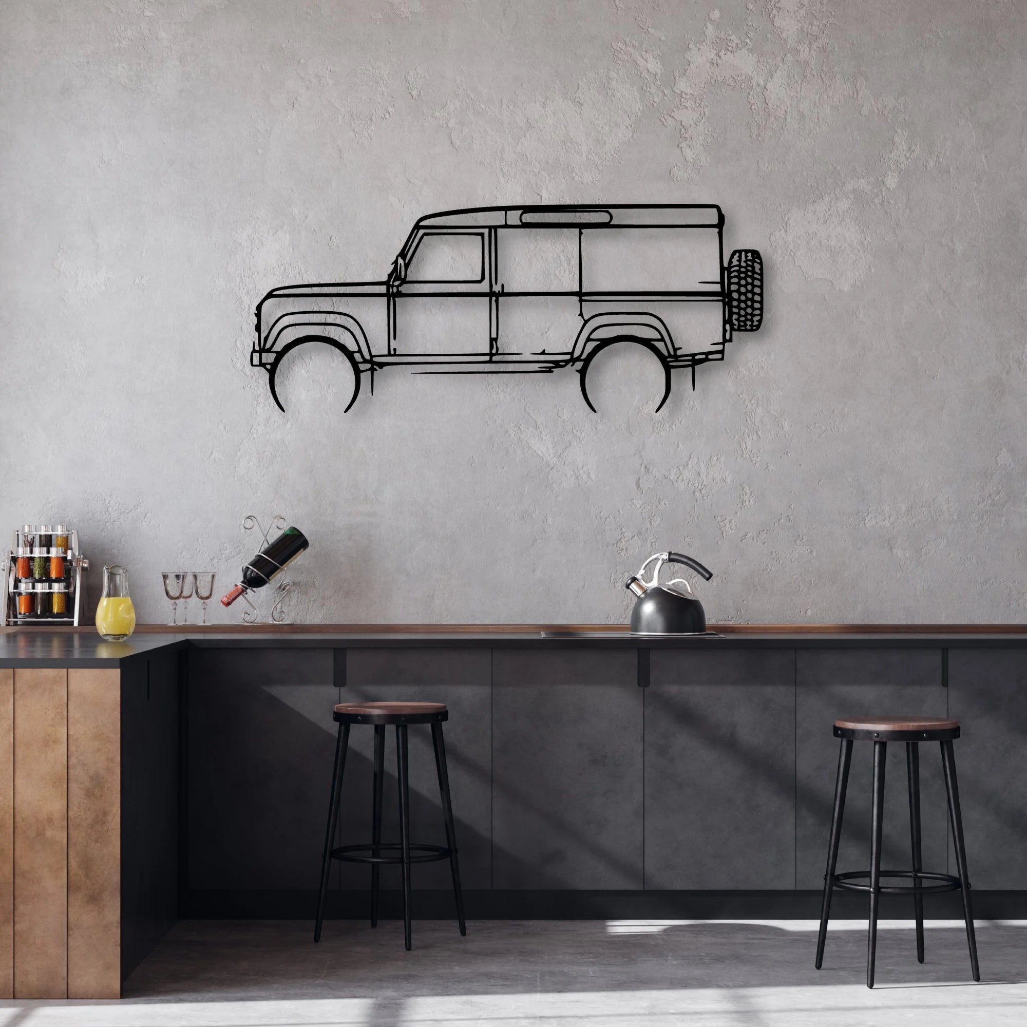 Defender 110 1992 Classic Silhouette Metal Wall Art - Automotive Garage Decor