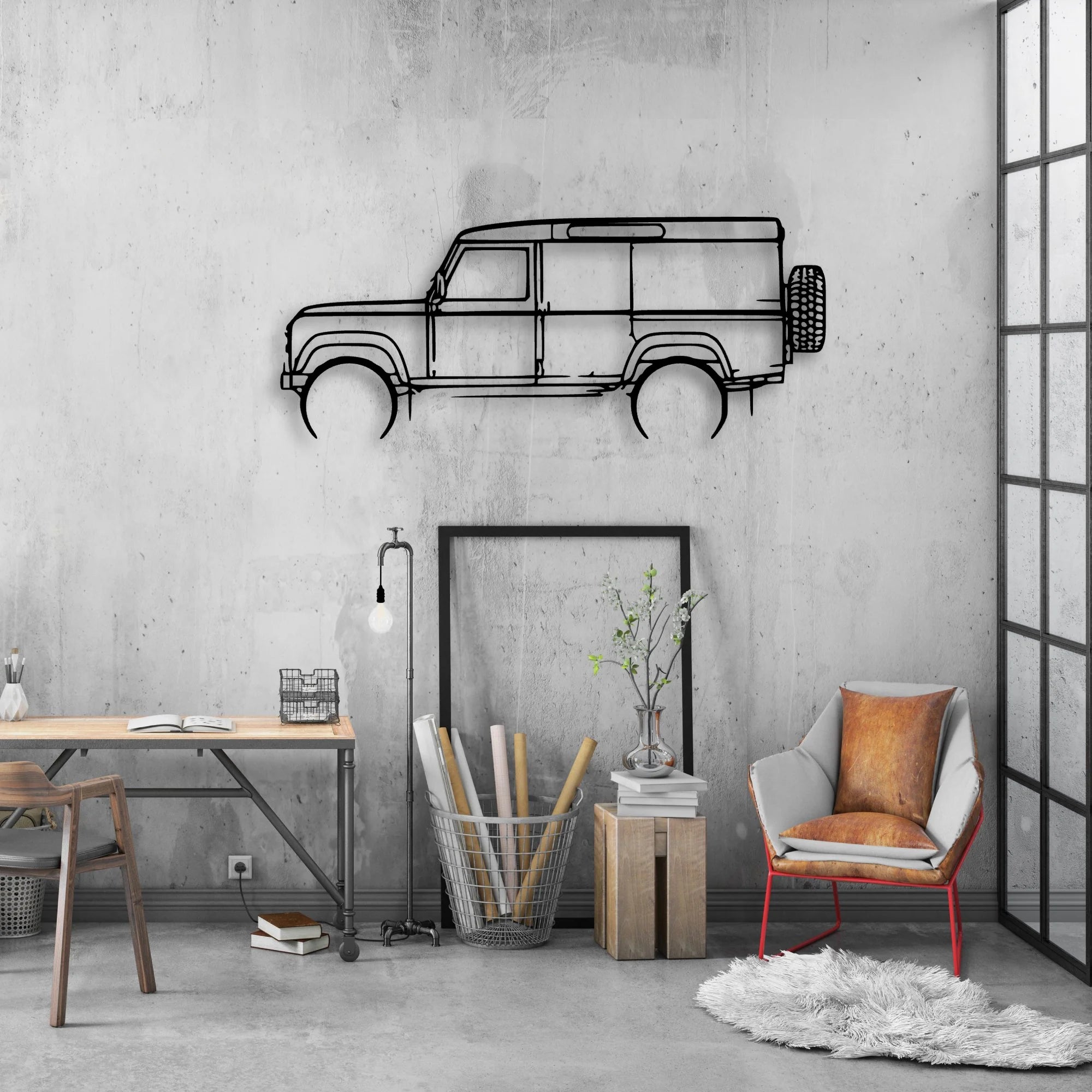 Defender 110 1992 Classic Silhouette Metal Wall Art - Automotive Garage Decor