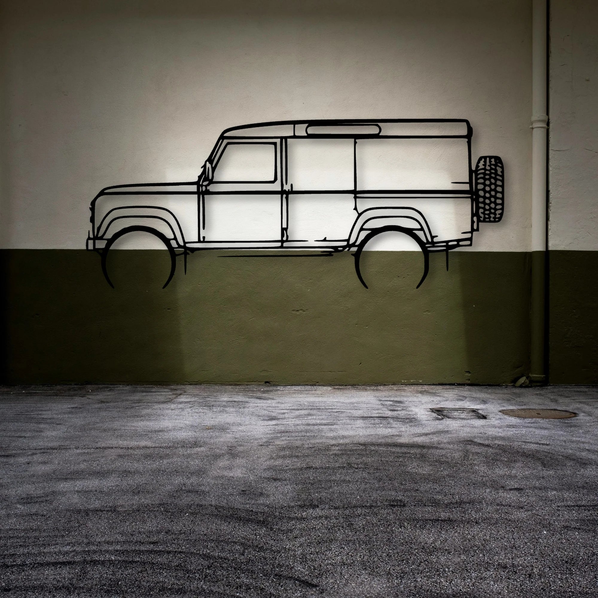 Defender 110 1992 Classic Silhouette Metal Wall Art - Automotive Garage Decor