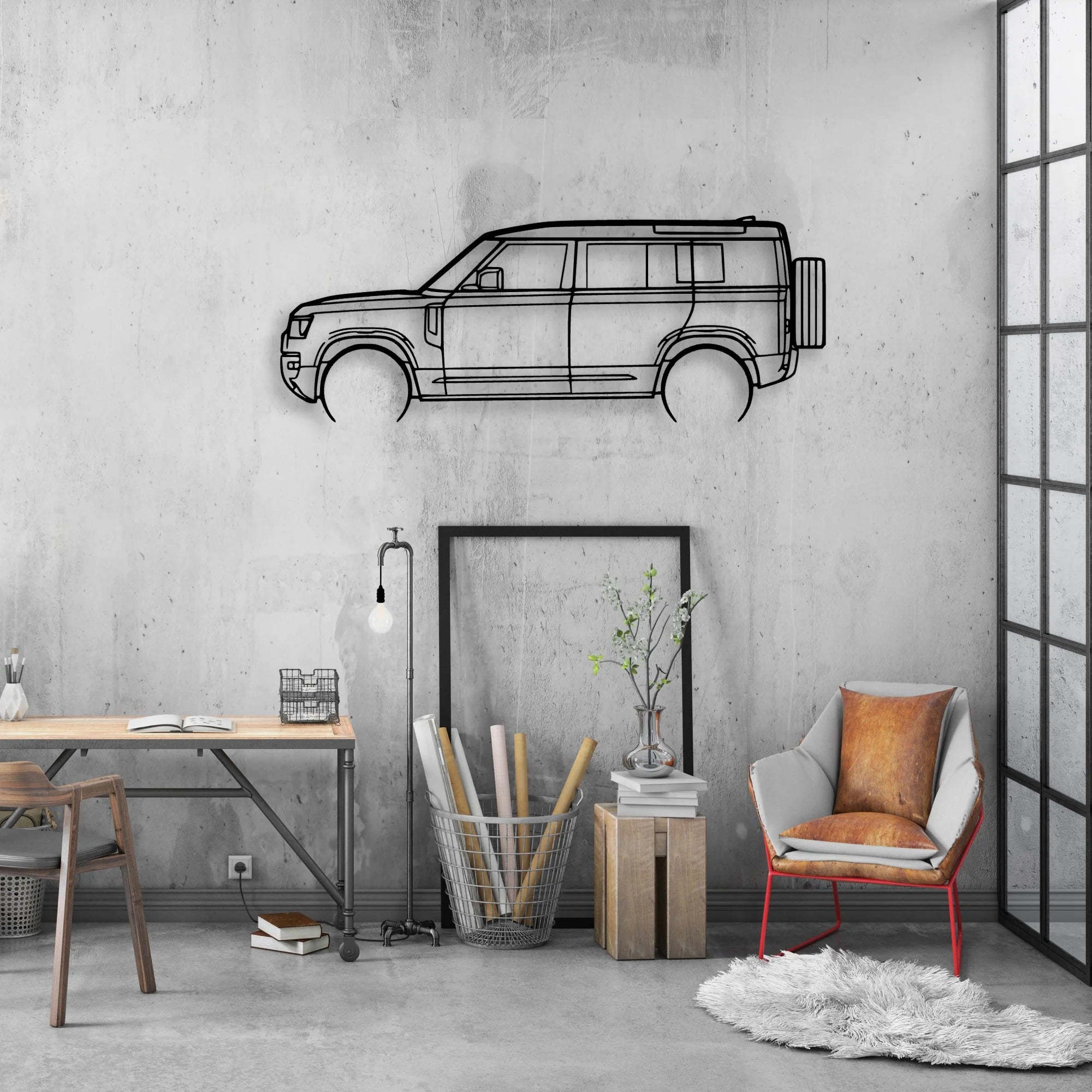Defender 110 2022 Classic Silhouette Metal Wall Art - Automotive Garage Decor