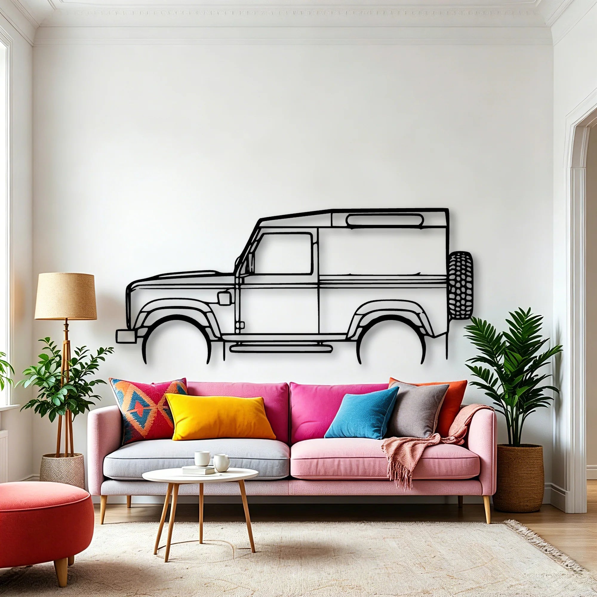 Defender 90 Classic Silhouette Metal Wall Art - Automotive Garage Decor