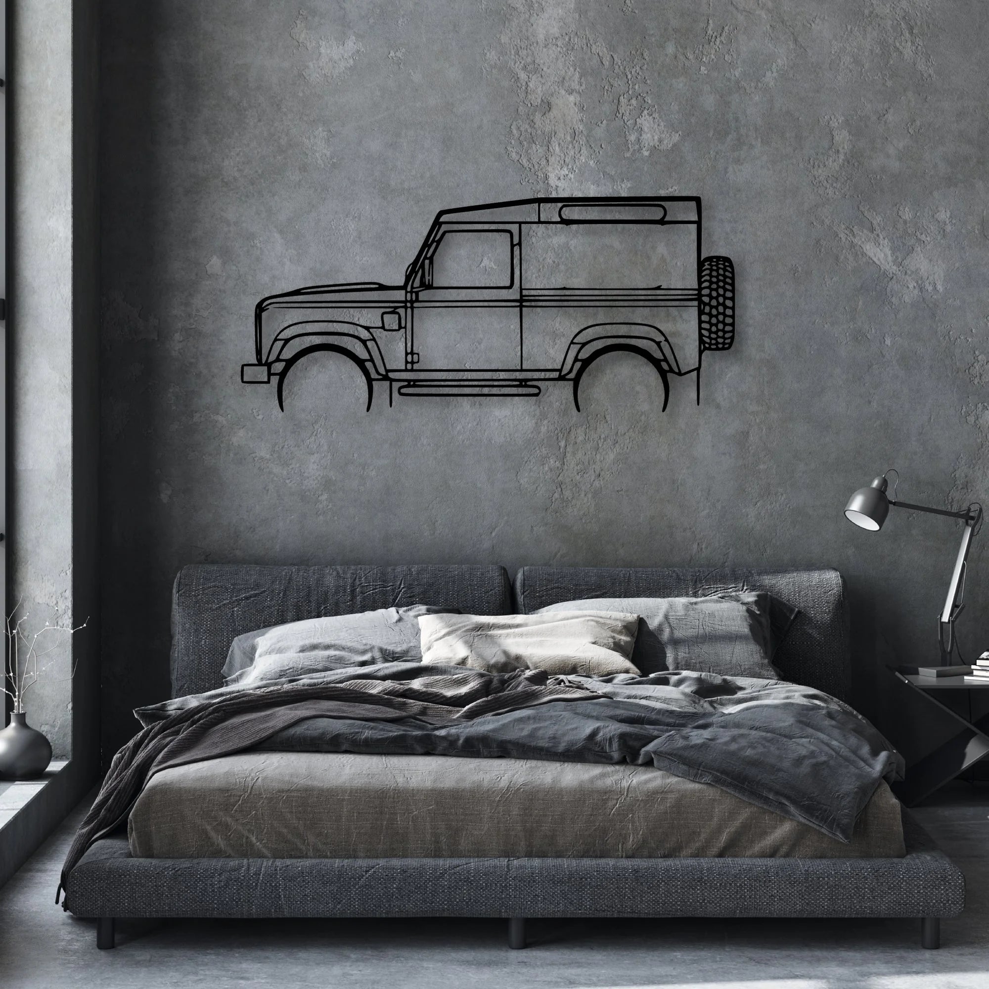Defender 90 Classic Silhouette Metal Wall Art - Automotive Garage Decor