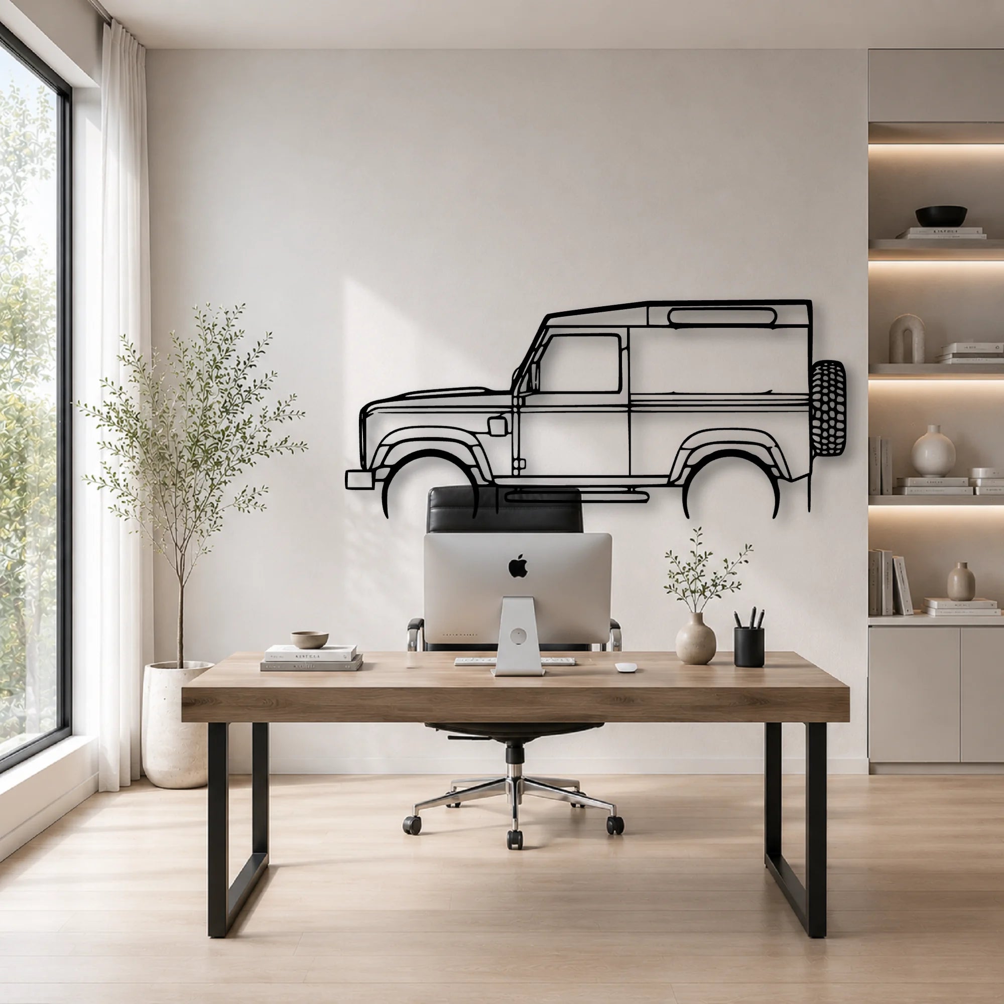 Defender 90 Classic Silhouette Metal Wall Art - Automotive Garage Decor